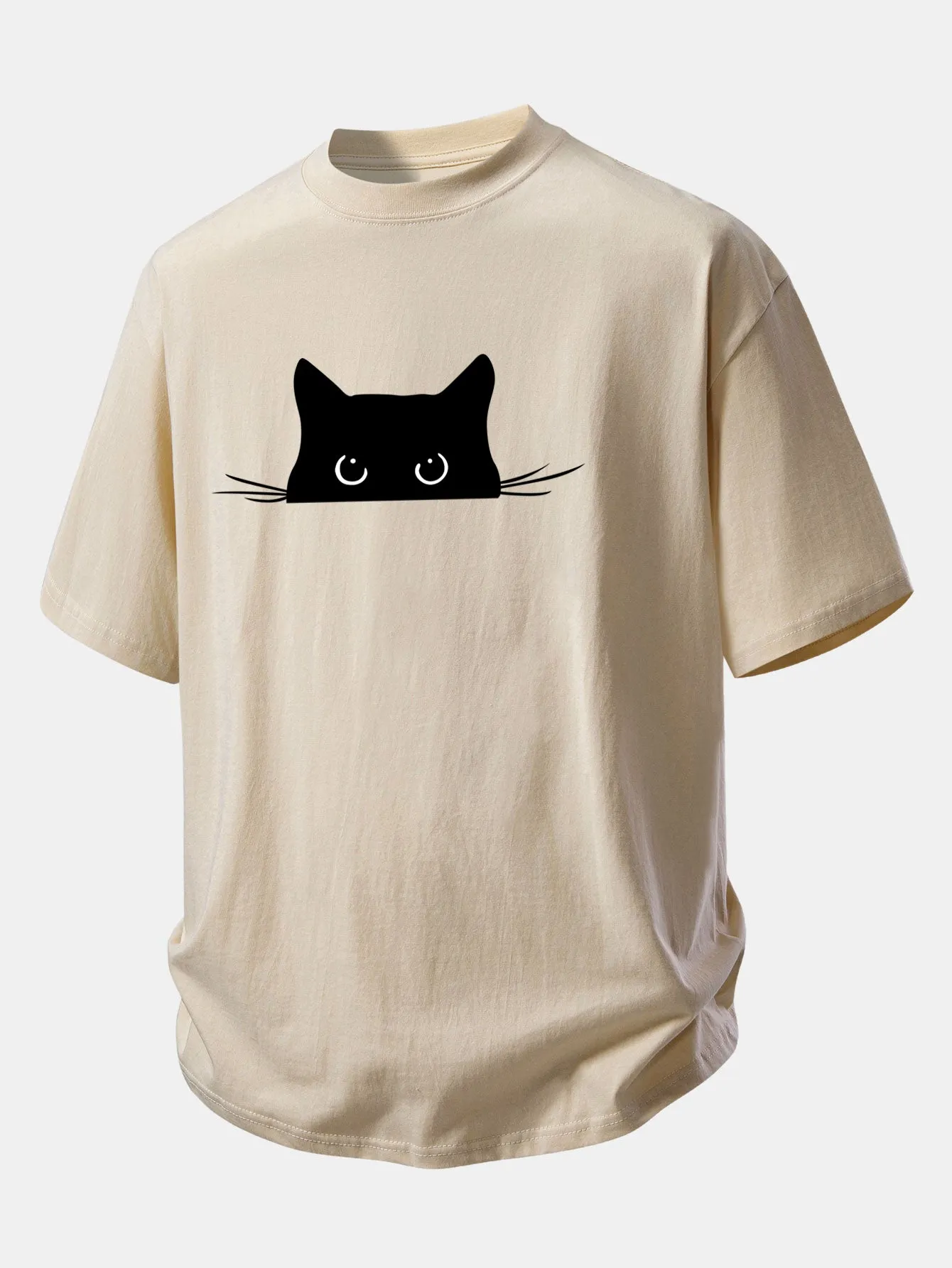 Relax Fit Black Cat Print Cotton T-Shirt sold by Hoooyi product image thumbnail 3