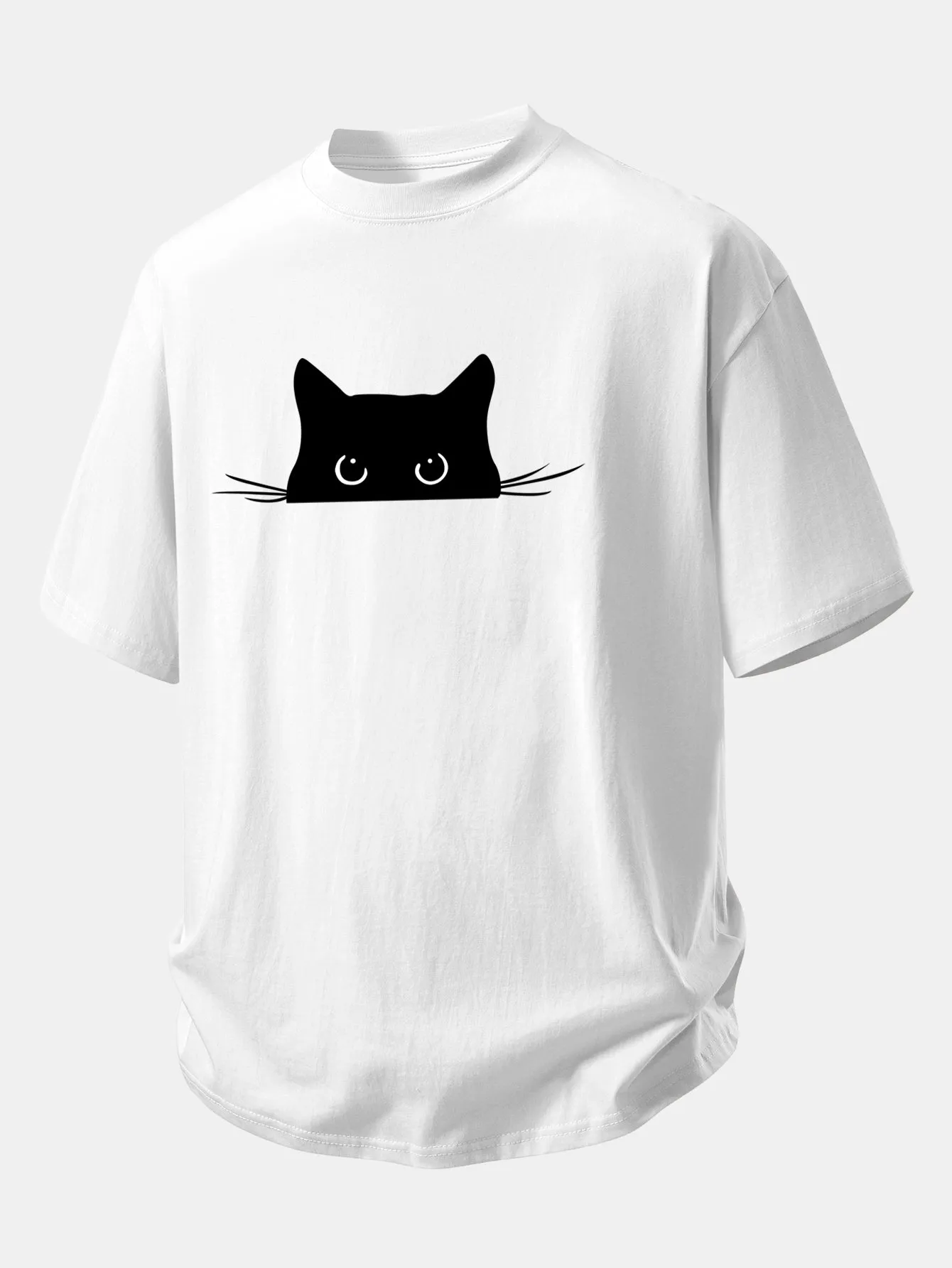 Relax Fit Black Cat Print Cotton T-Shirt sold by Hoooyi product image thumbnail 4