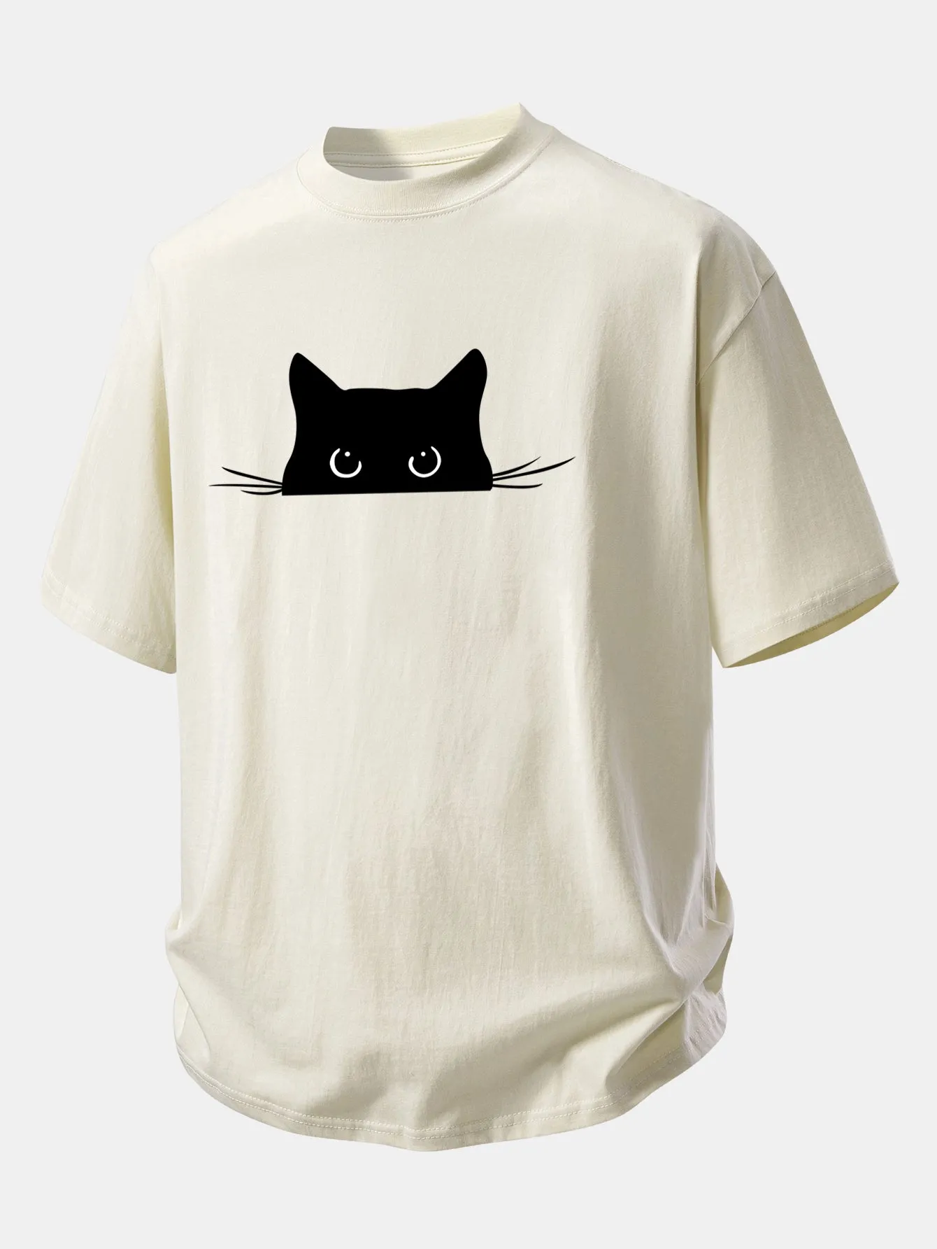 Relax Fit Black Cat Print Cotton T-Shirt sold by Hoooyi product image thumbnail 5