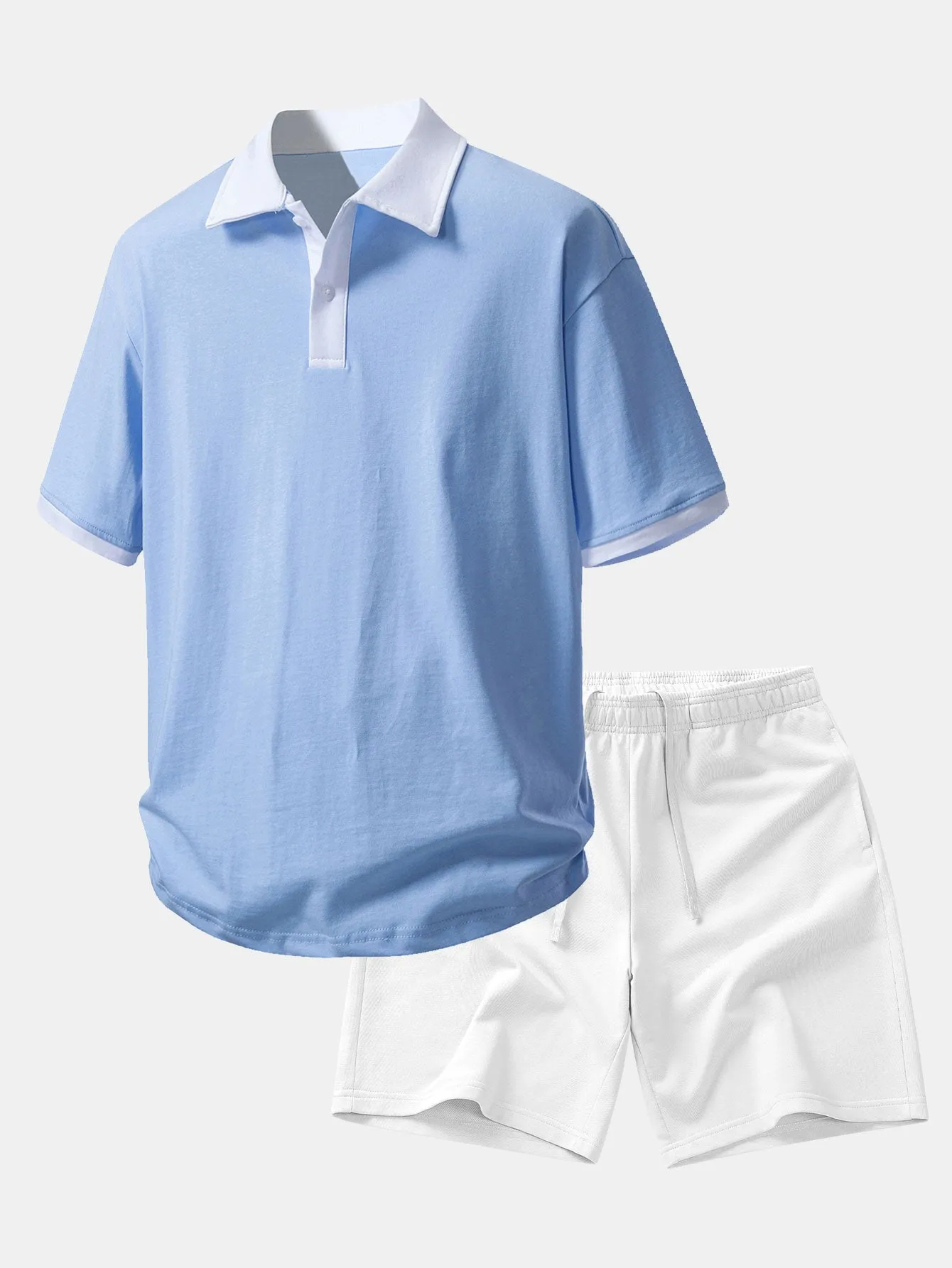 Relax Fit Contrast Cotton Polo & Cotton Drawstring 7" Shorts sold by Hoooyi product image thumbnail 4
