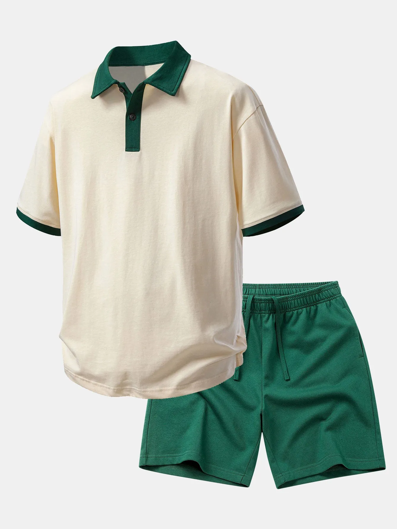 Relax Fit Contrast Cotton Polo & Cotton Drawstring 7" Shorts sold by Hoooyi product image thumbnail 3