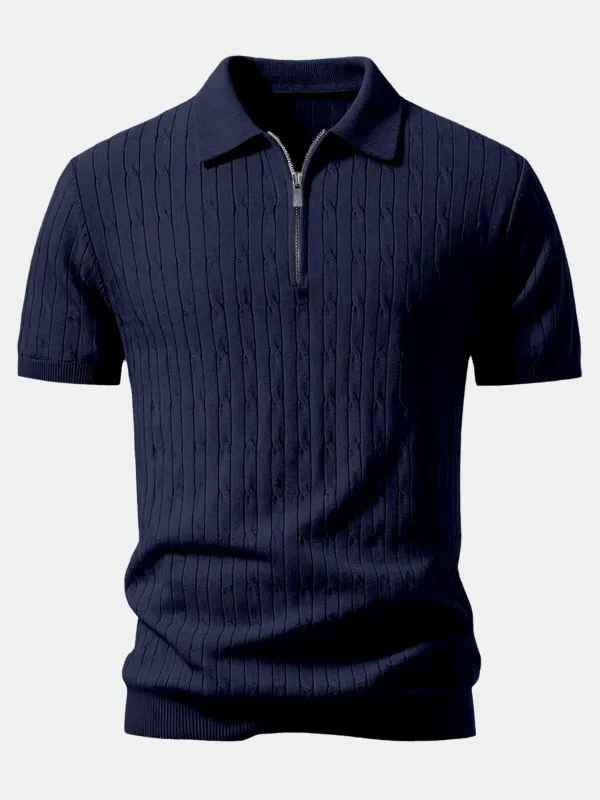 Twisted Jacquard Zipper Knit Polo made by Hoooyi