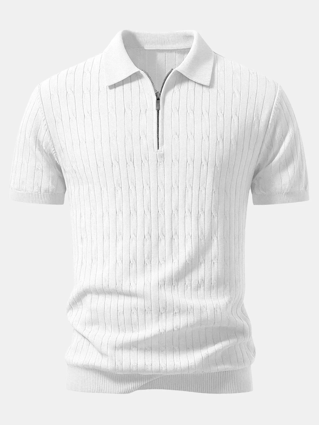 Twisted Jacquard Zipper Knit Polo sold by Hoooyi product image thumbnail 5