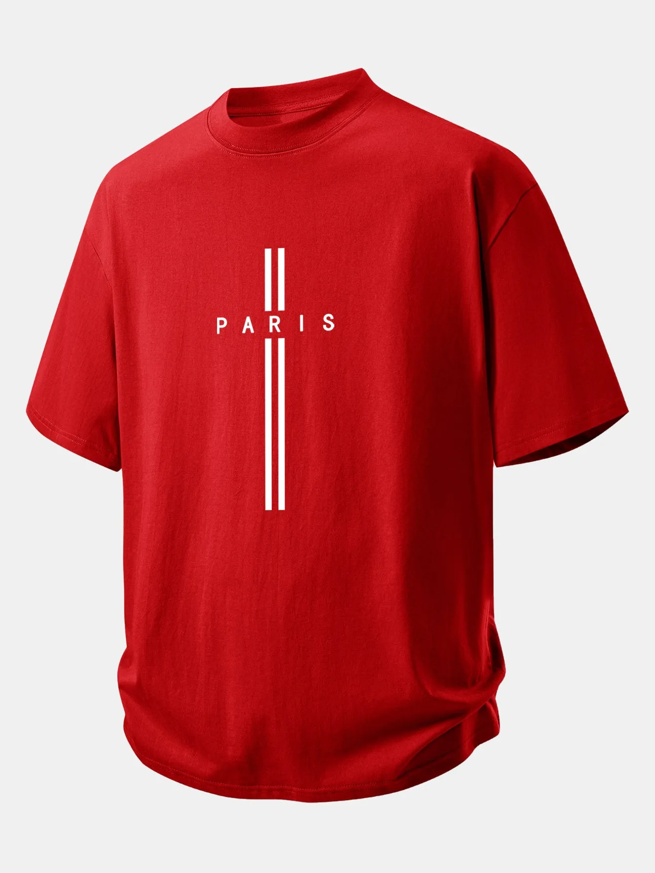 Relax Fit Paris Stripe Print Cotton T-Shirt sold by Hoooyi product image thumbnail 5