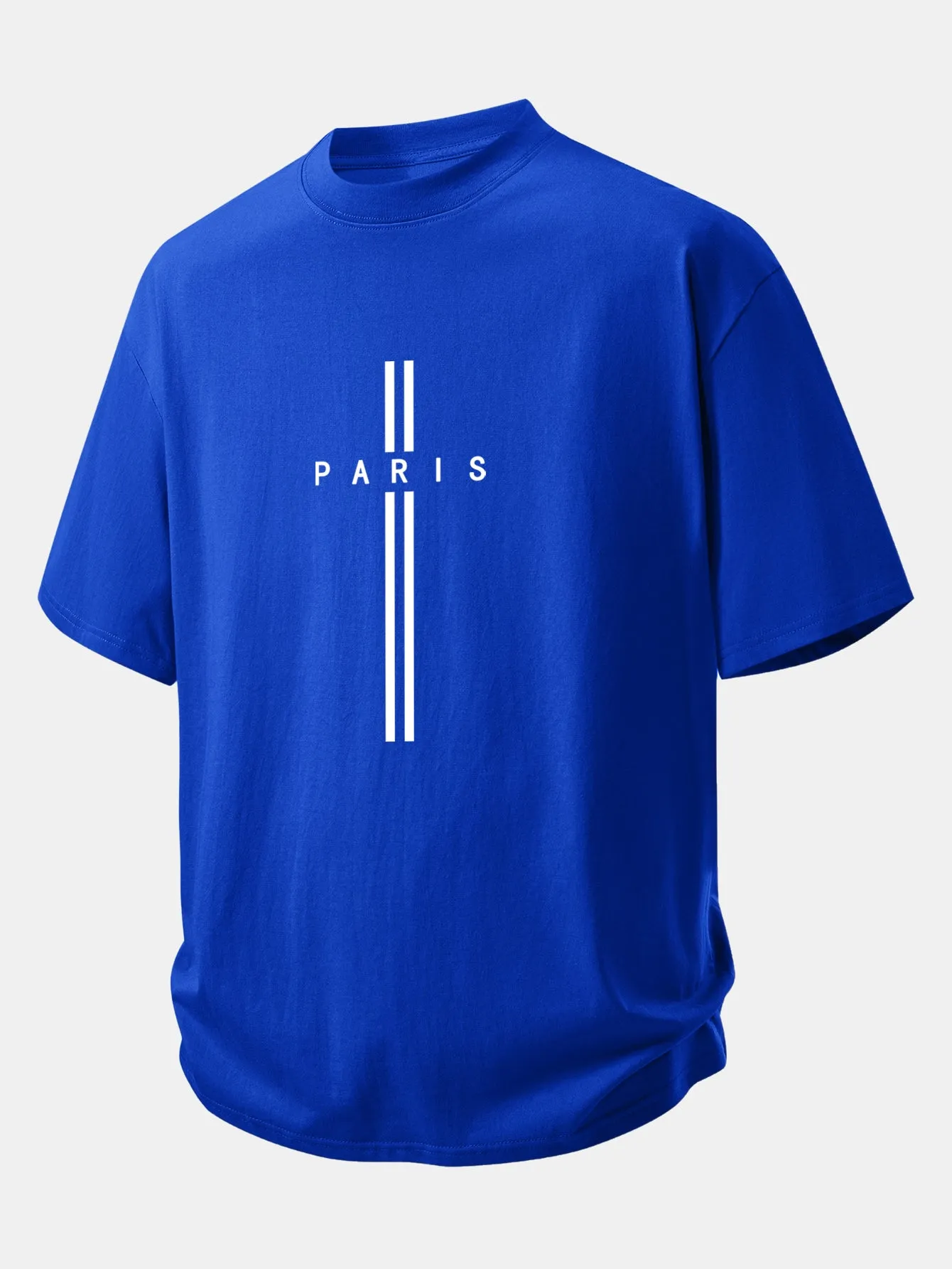 Relax Fit Paris Stripe Print Cotton T-Shirt sold by Hoooyi product image thumbnail 4
