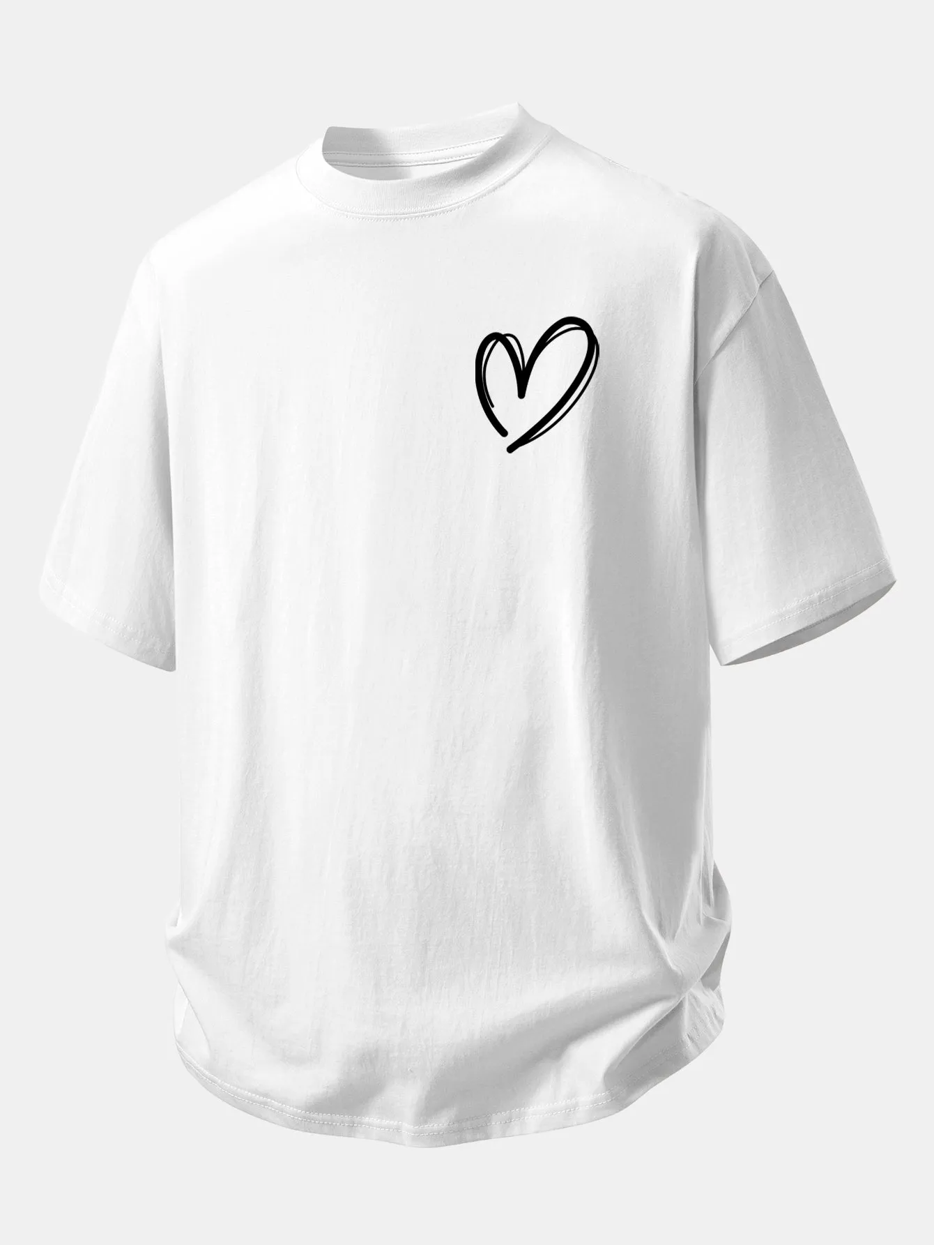 Relax Fit Heart Print Cotton T-Shirt sold by Hoooyi product image thumbnail 3