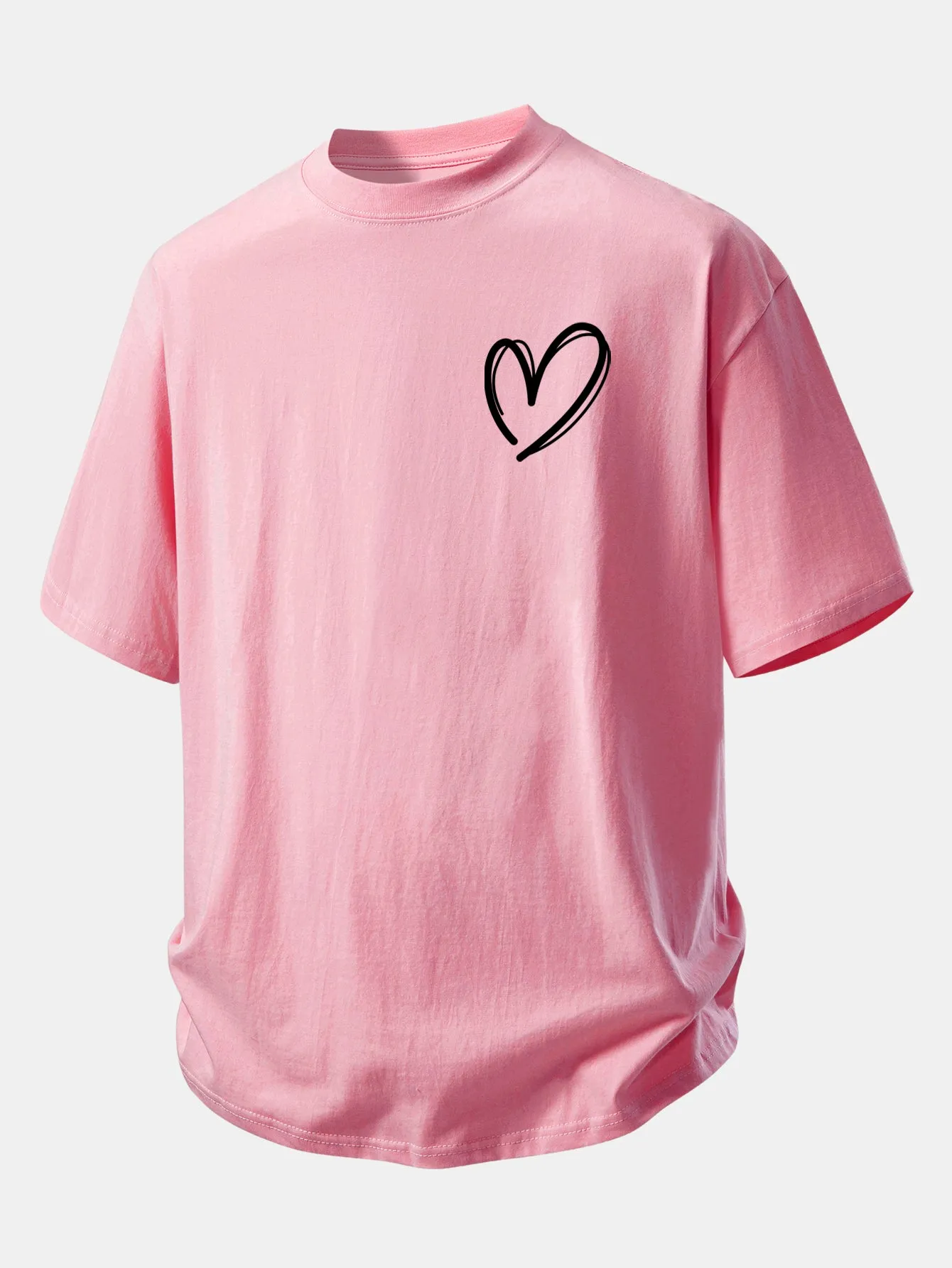 Relax Fit Heart Print Cotton T-Shirt sold by Hoooyi product image thumbnail 4