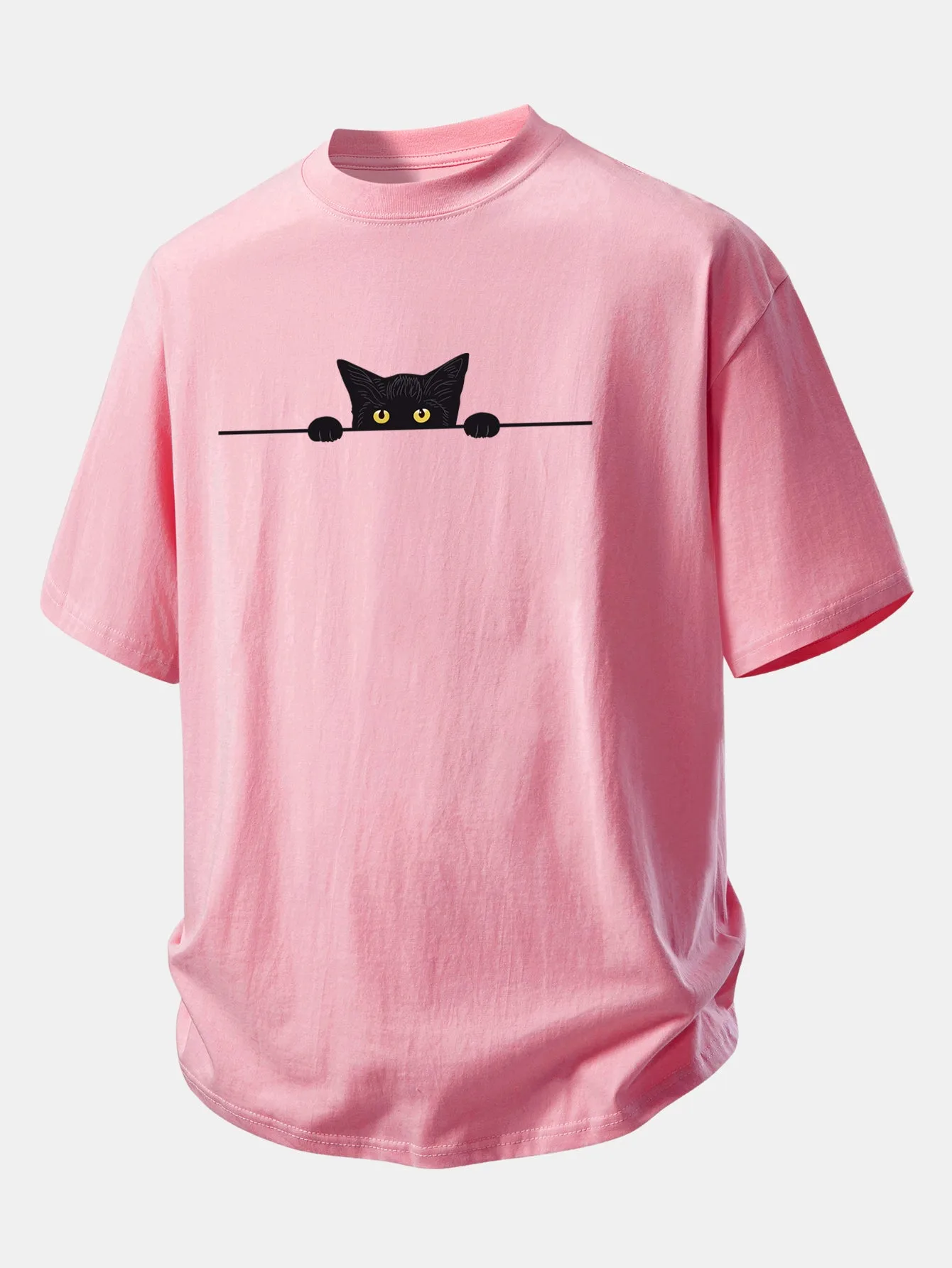 Relax Fit Black Cat Print Cotton T-Shirt sold by Hoooyi product image thumbnail 5
