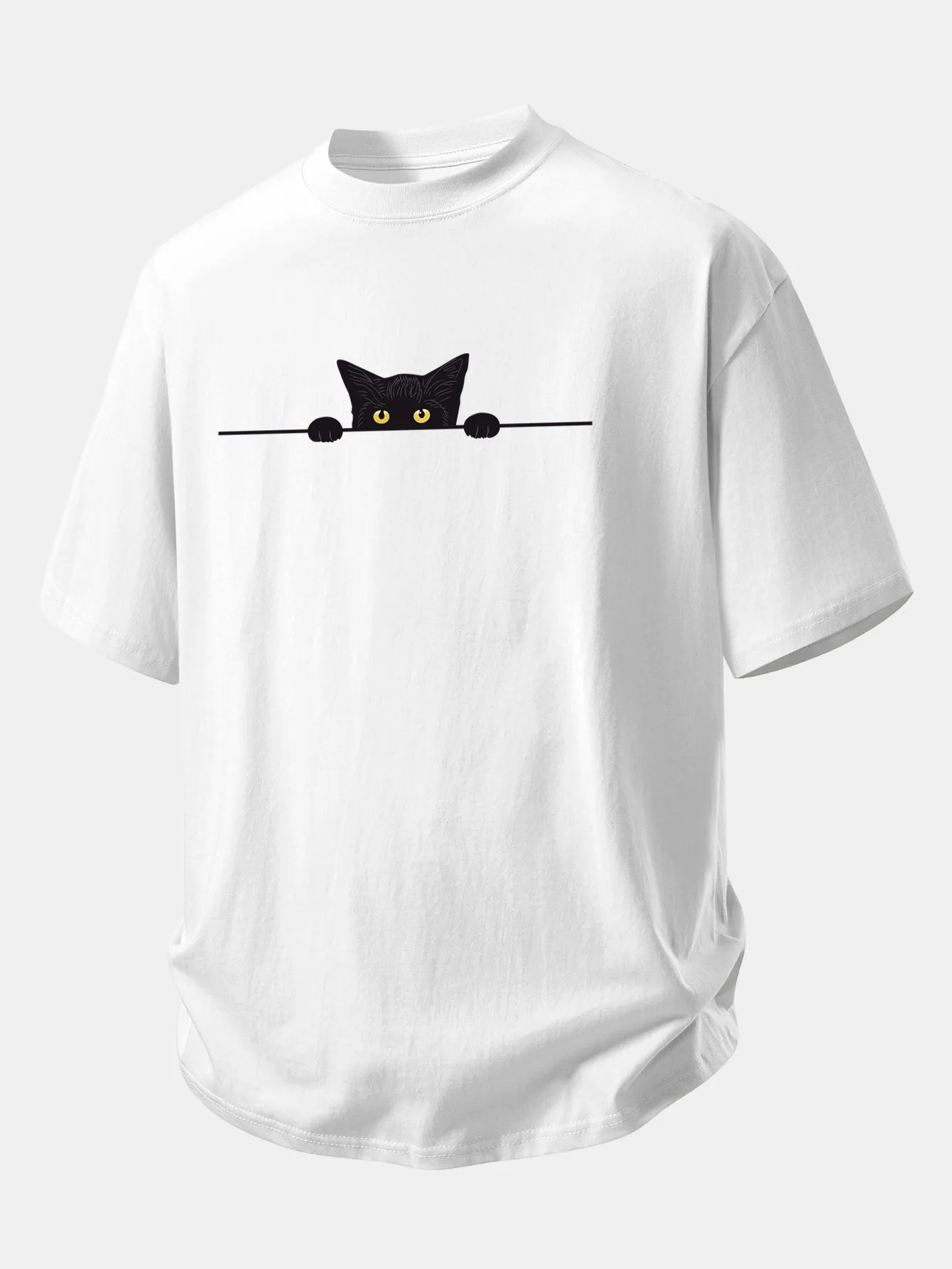 Relax Fit Black Cat Print Cotton T-Shirt sold by Hoooyi product image thumbnail 2