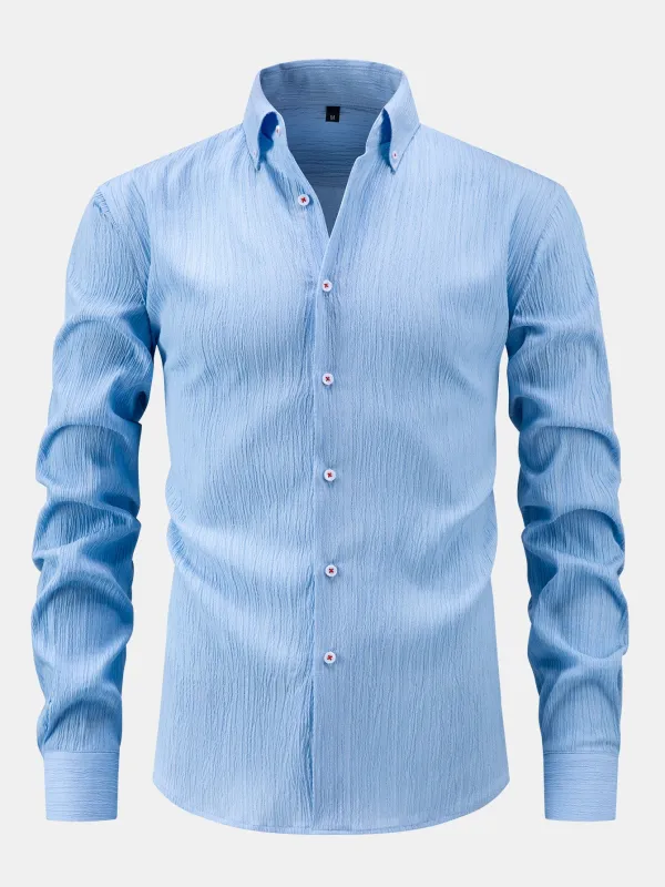 Long Sleeve Crinkle Button Up Shirt made by Hoooyi