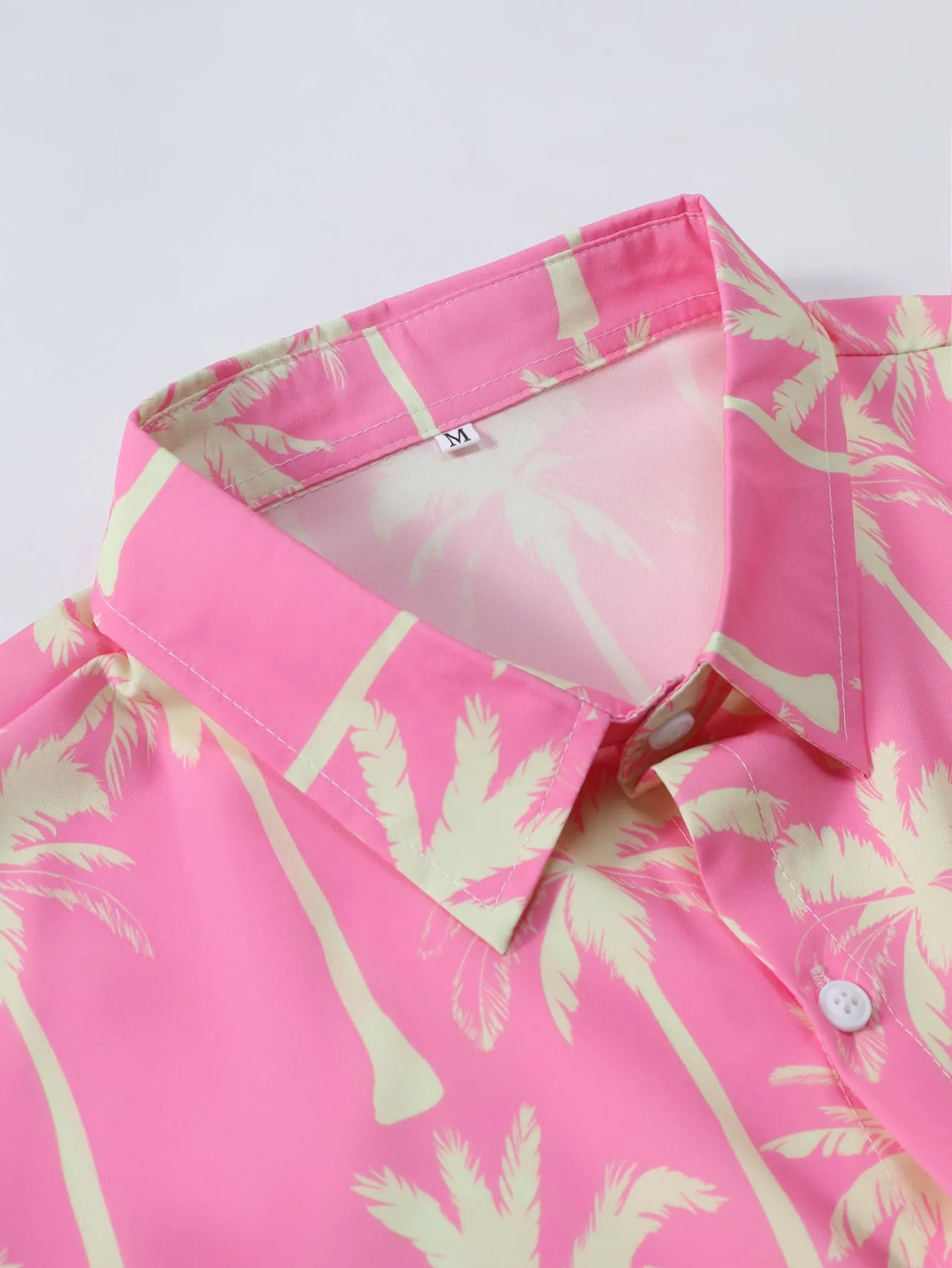 Palm Tree Print Button Up Shirt sold by Hoooyi product image thumbnail 3