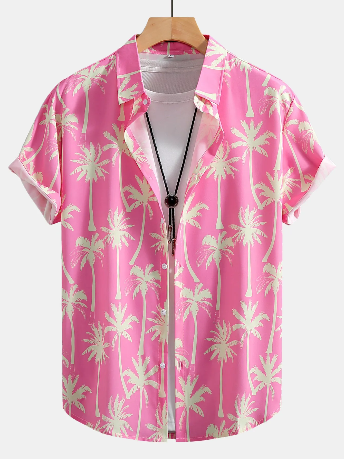 Palm Tree Print Button Up Shirt sold by Hoooyi