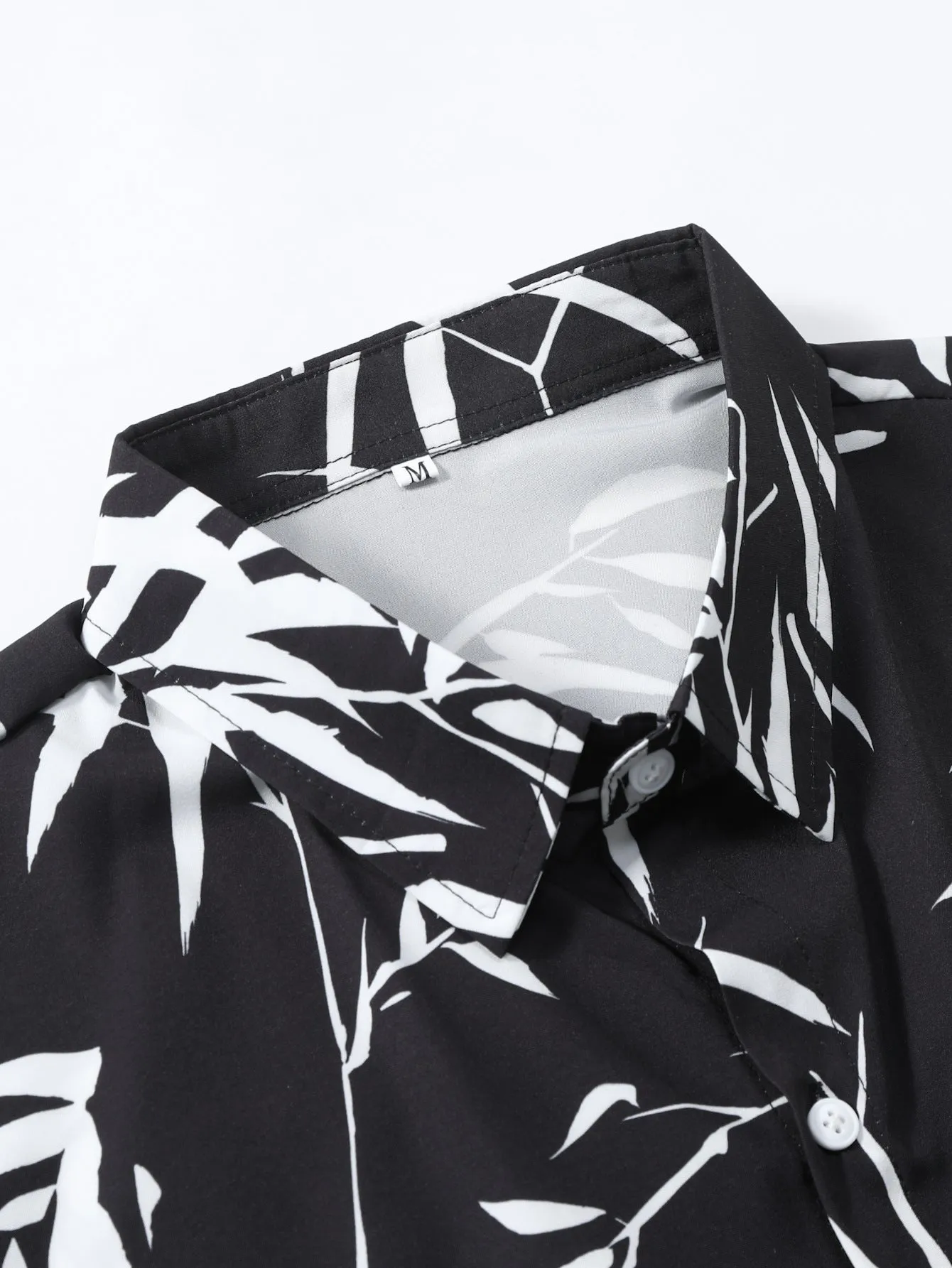 Bamboo Leaves Print Button Up Shirt sold by Hoooyi product image thumbnail 3