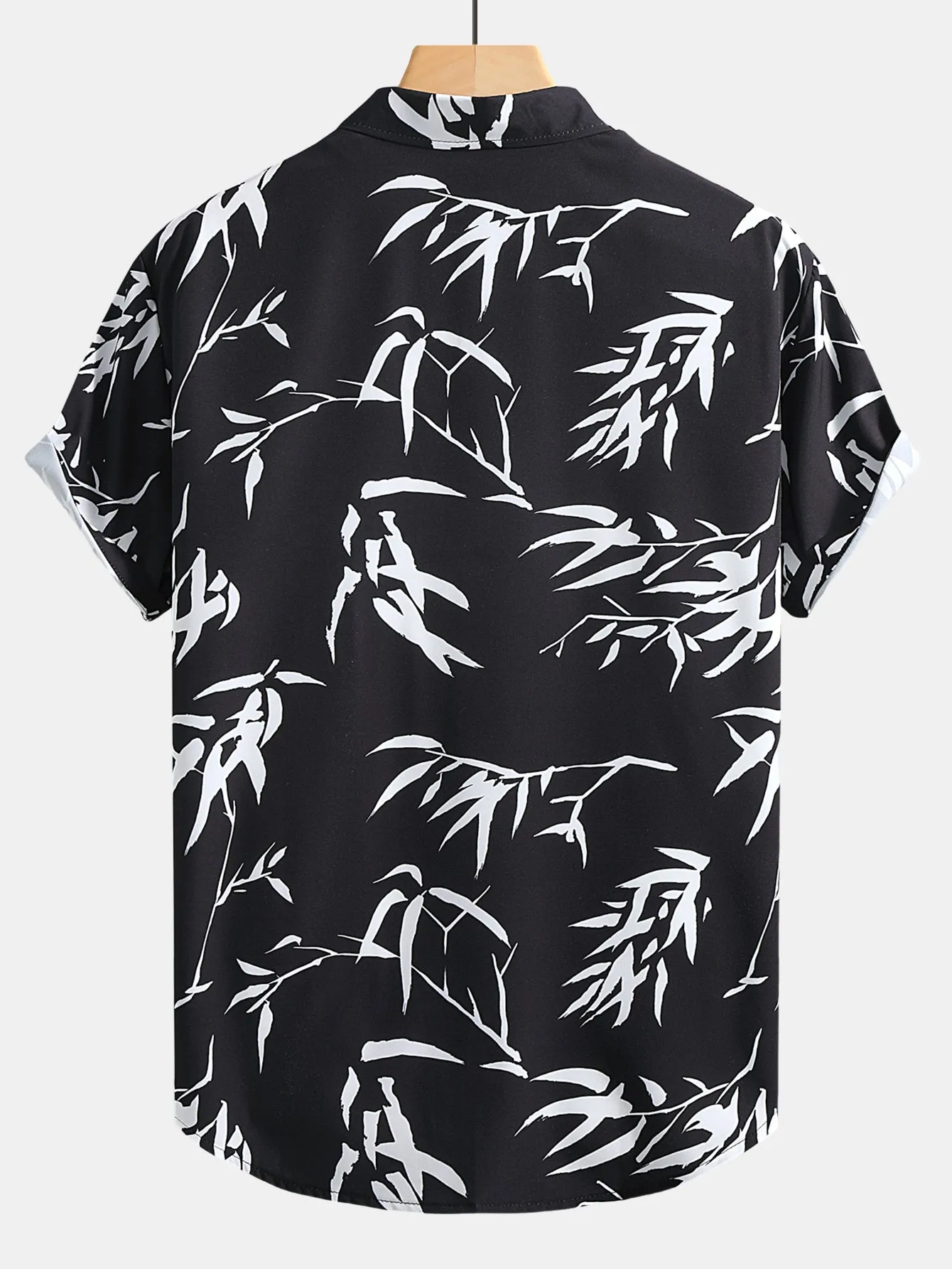 Bamboo Leaves Print Button Up Shirt sold by Hoooyi product image thumbnail 2
