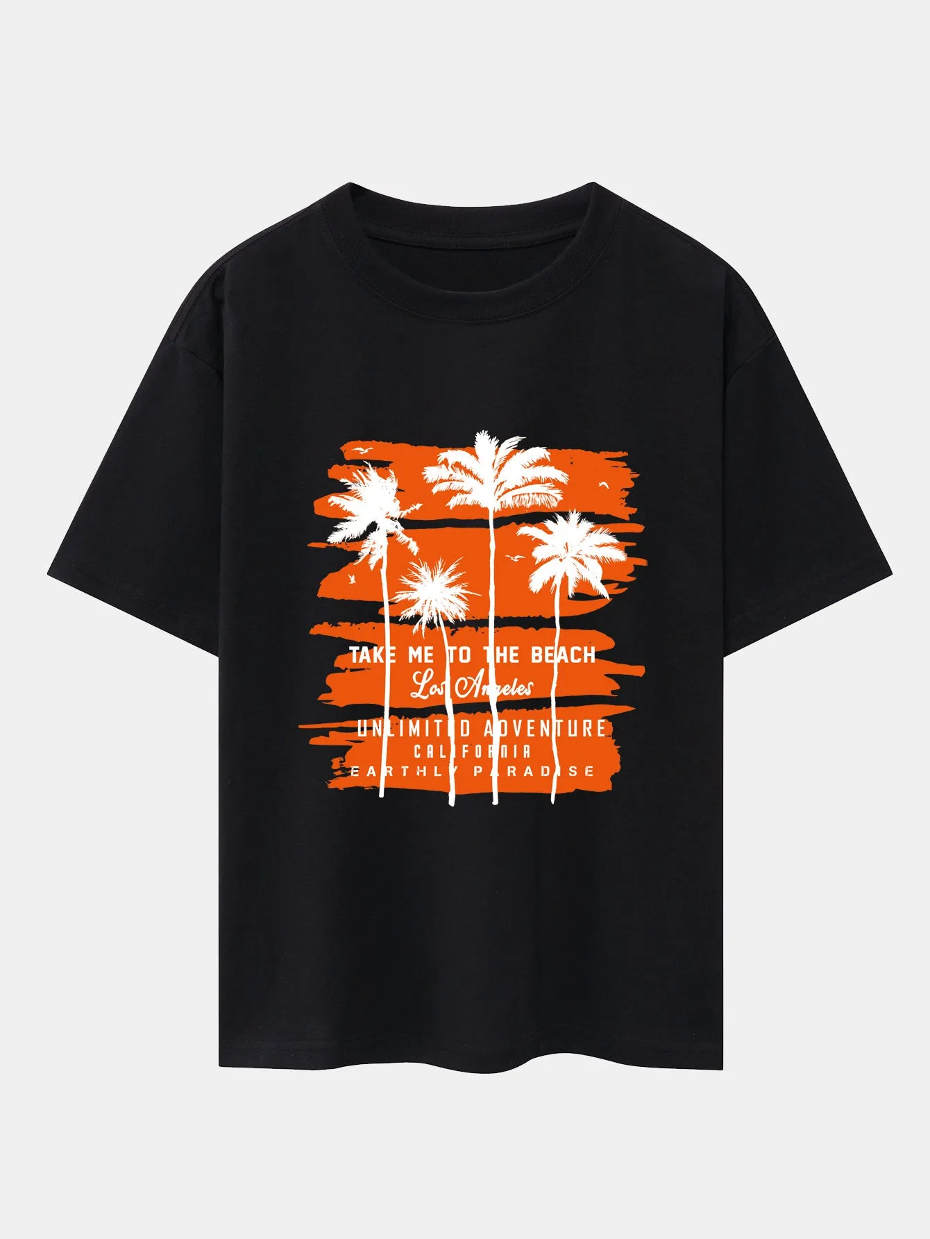 Palm Tree Print Drop Shoulder Oversize T-Shirt & Man Mid Length Drawstring Swim Shorts sold by Hoooyi product image thumbnail 2