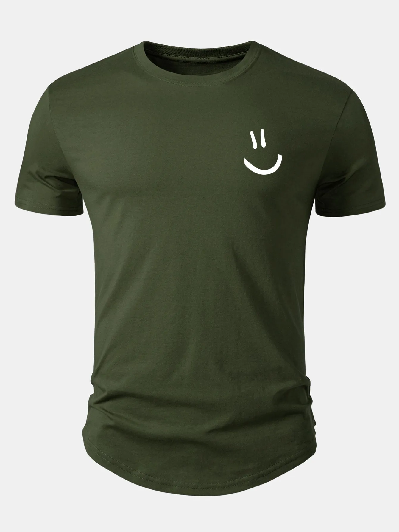 Smiley Print Cotton Arc Hem T-Shirt sold by Hoooyi product image thumbnail 5
