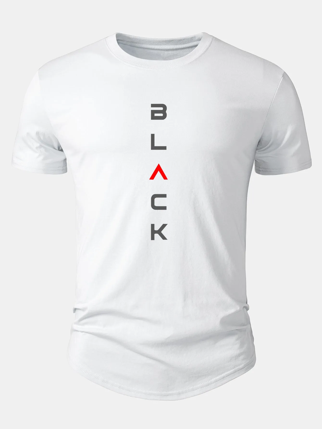 Black Print Cotton Arc Hem T-Shirt sold by Hoooyi product image thumbnail 2