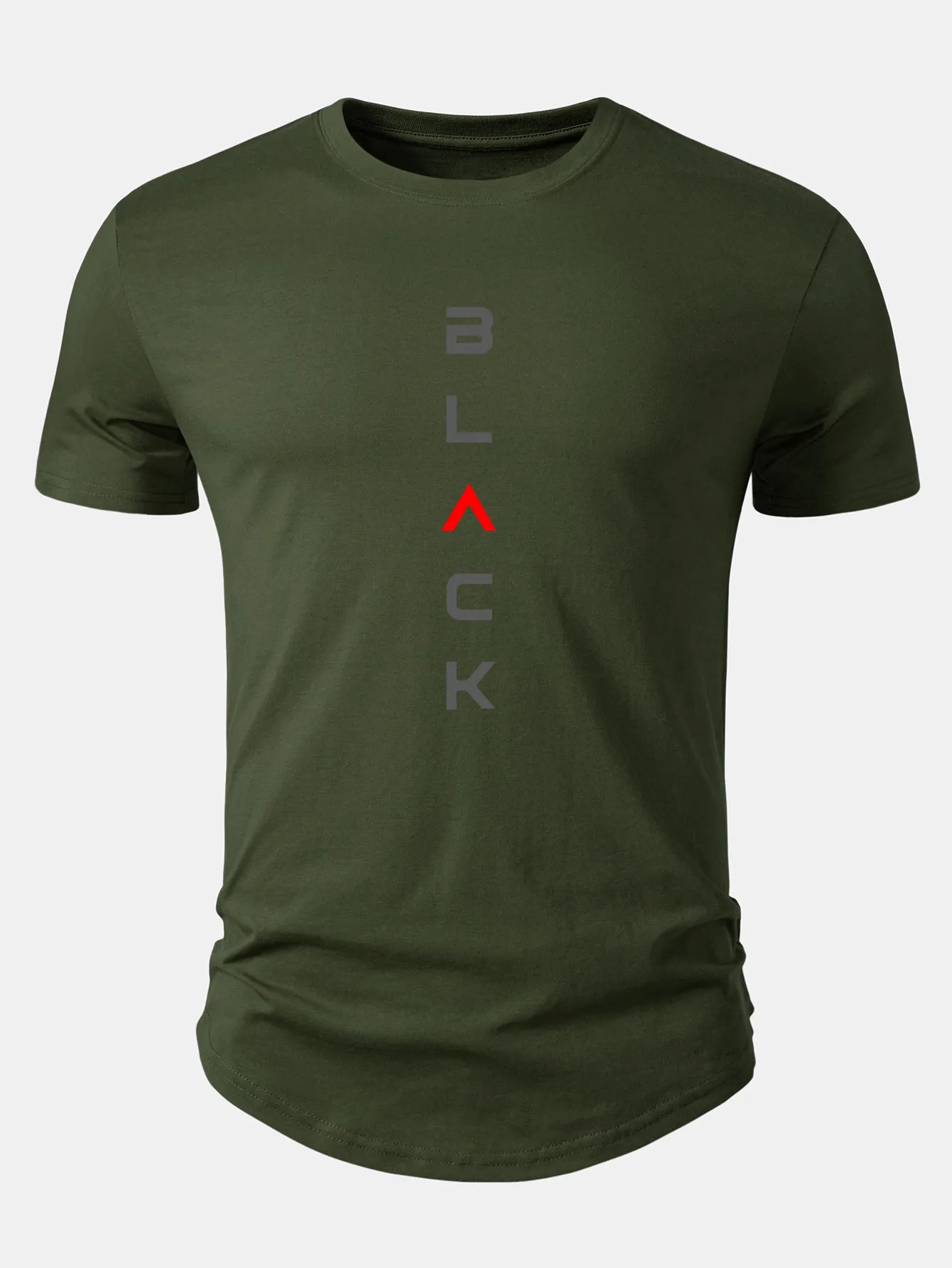 Black Print Cotton Arc Hem T-Shirt sold by Hoooyi product image thumbnail 5