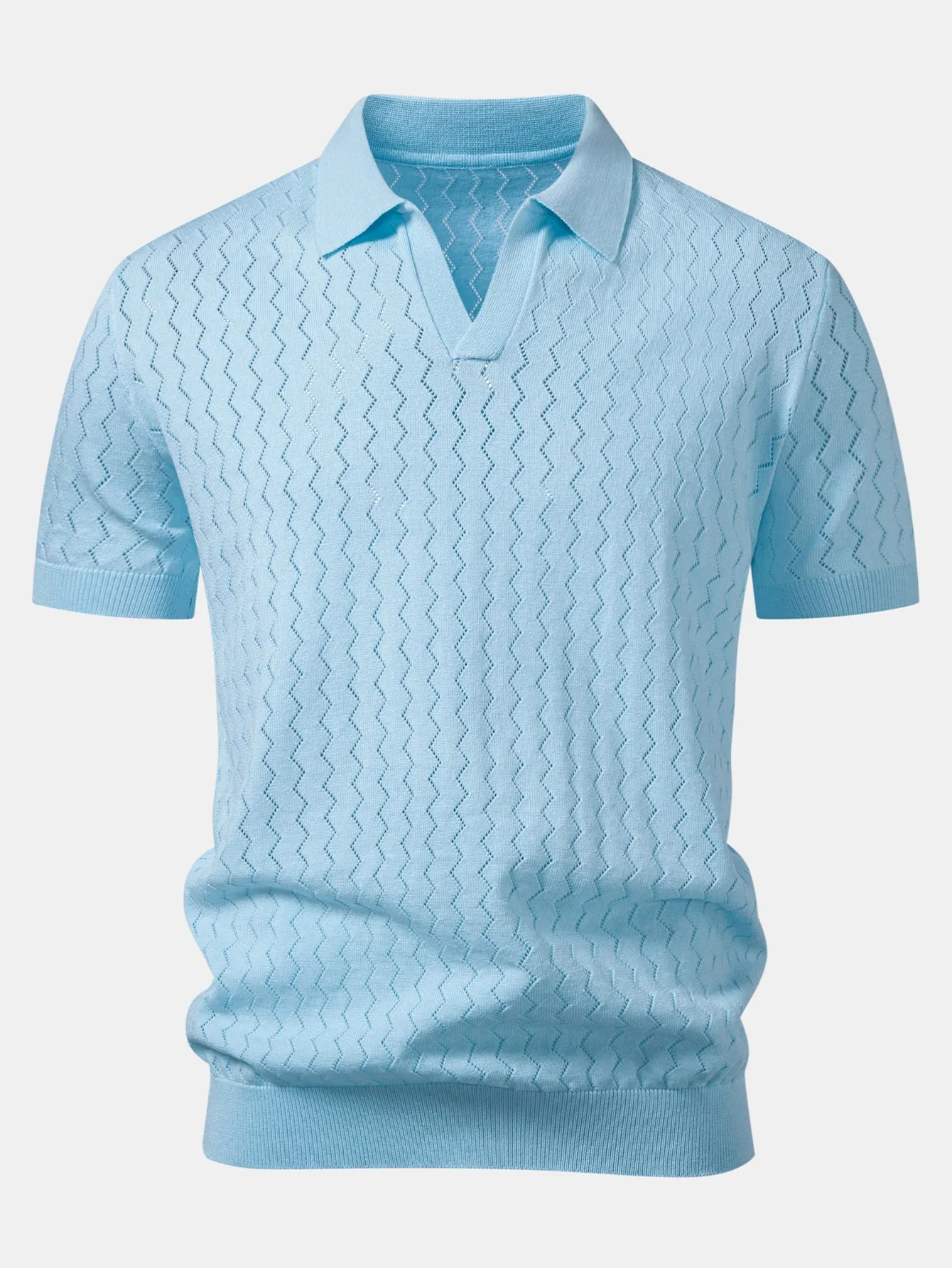 Zig Zag Open Knit Polo sold by Hoooyi product image thumbnail 3
