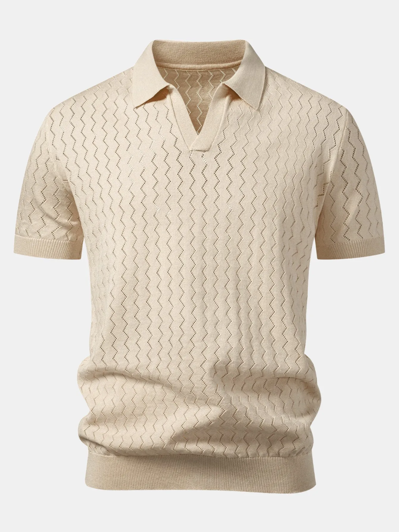 Zig Zag Open Knit Polo sold by Hoooyi