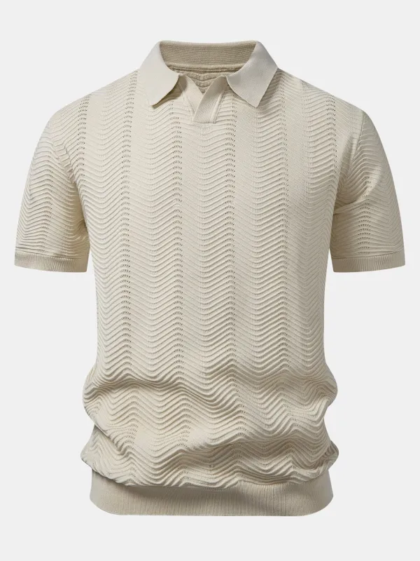 Wave Johnny Collar Knit Polo made by Hoooyi