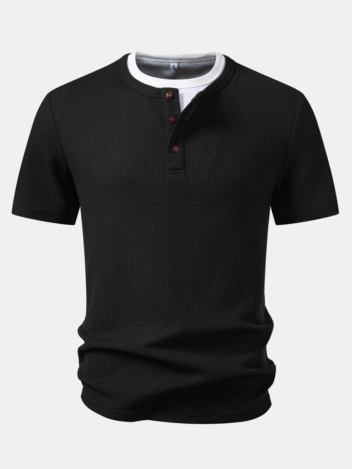 2 In 1 Waffle Henley Shirt sold by Hoooyi product image thumbnail 5