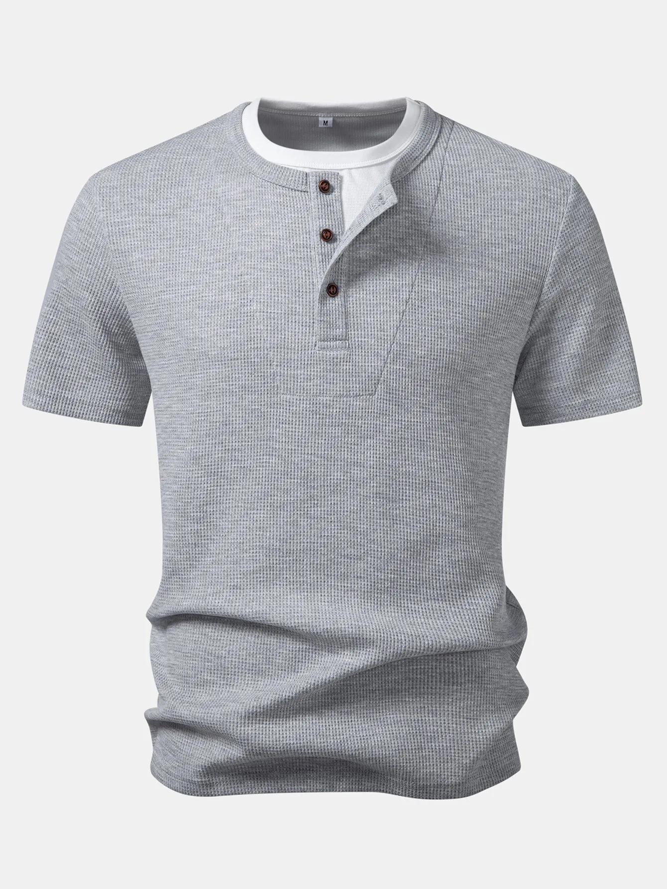 2 In 1 Waffle Henley Shirt sold by Hoooyi product image thumbnail 3