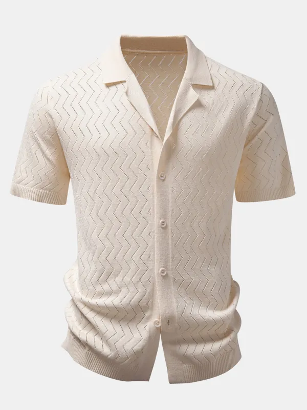 Zig Zag Open Knit Shirt made by Hoooyi