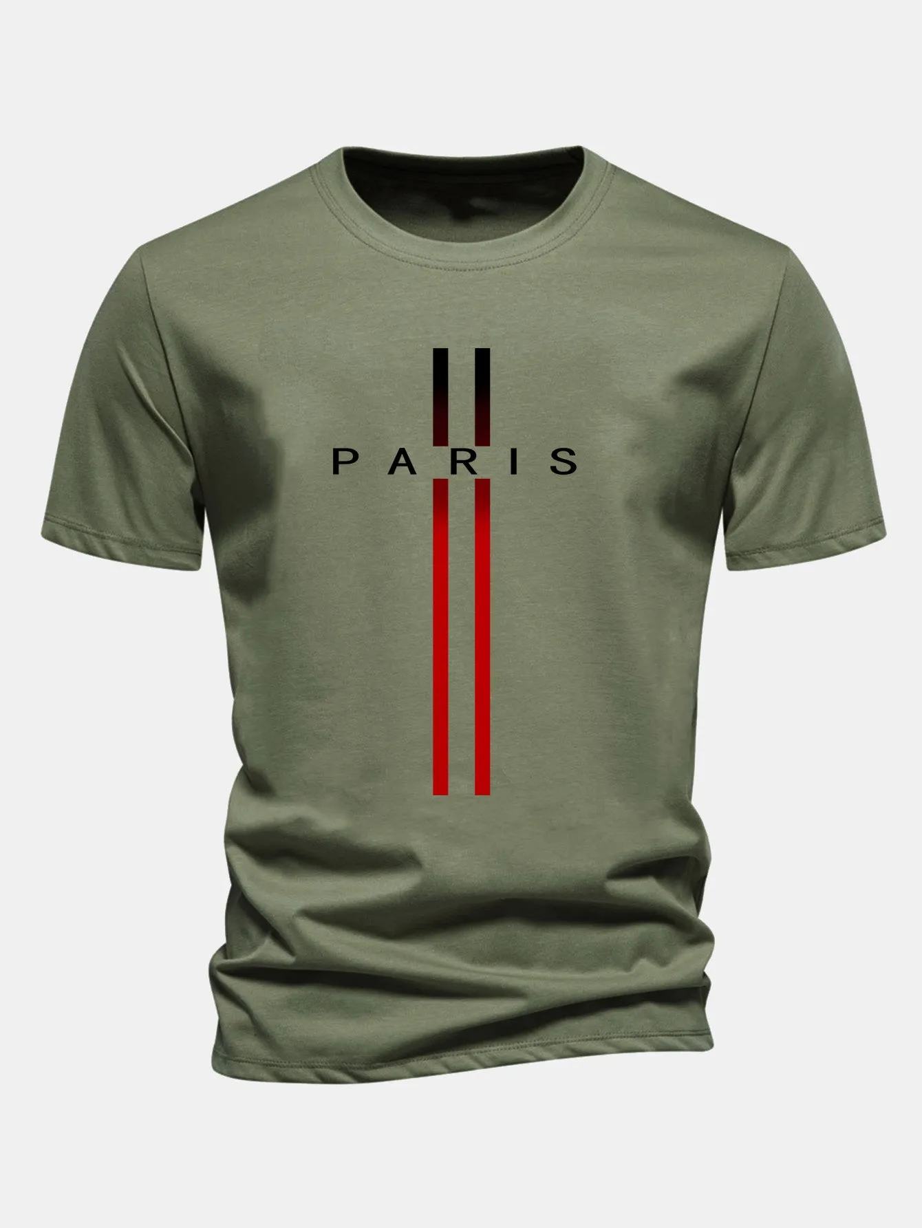 Regular Fit Stripe Paris Print Cotton T-Shirt sold by Hoooyi product image thumbnail 5