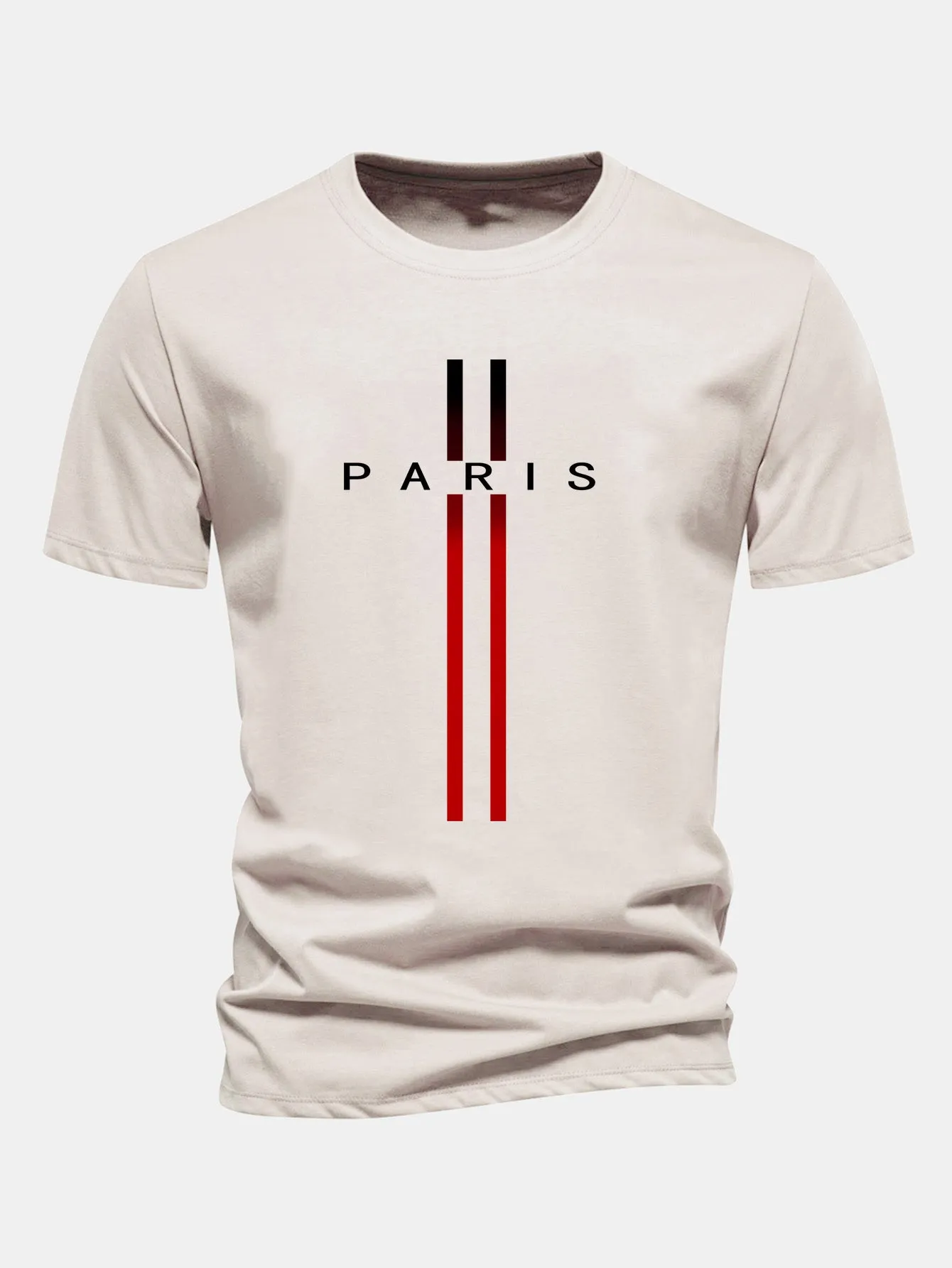 Regular Fit Stripe Paris Print Cotton T-Shirt sold by Hoooyi product image thumbnail 4
