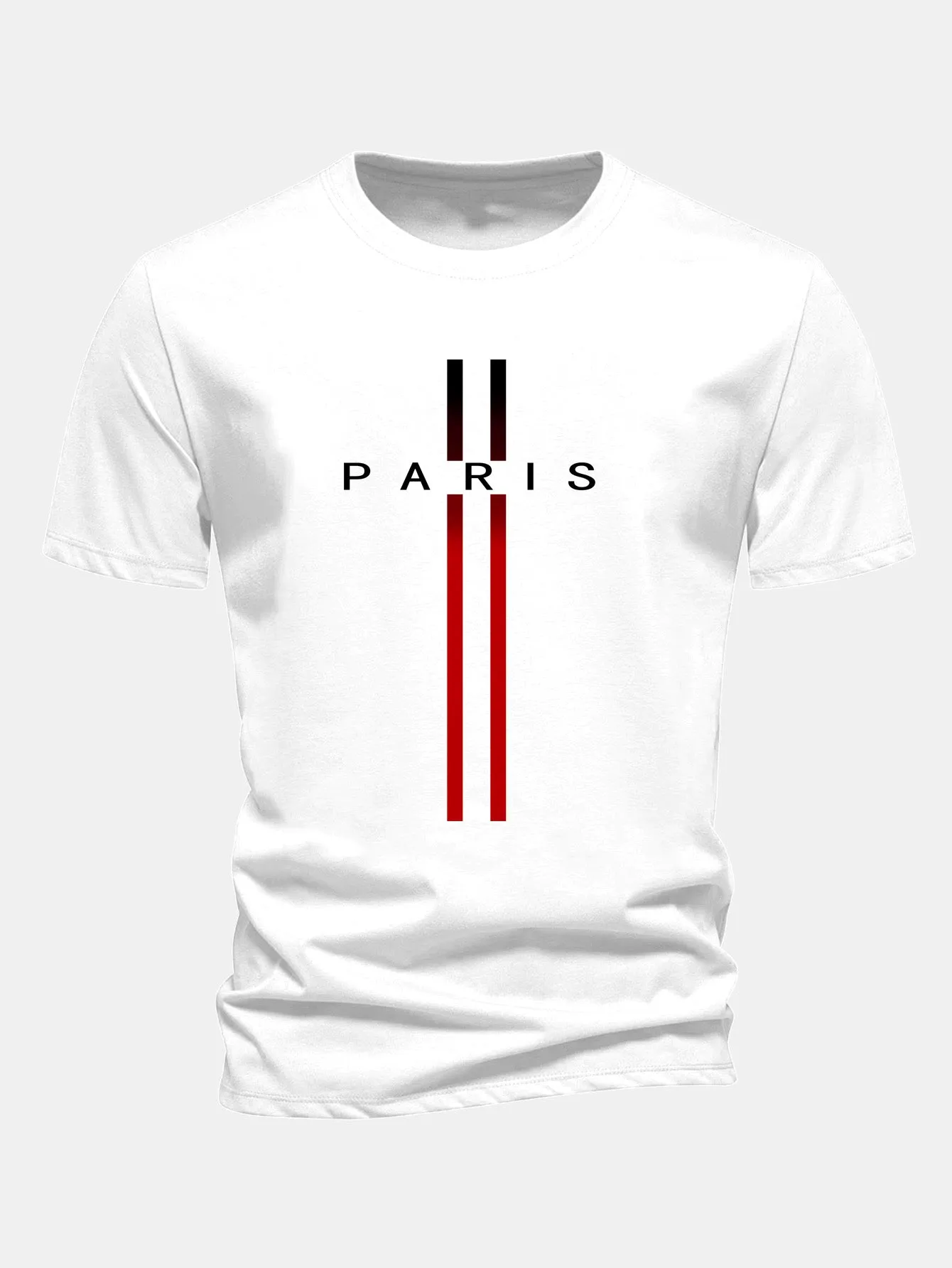 Regular Fit Stripe Paris Print Cotton T-Shirt sold by Hoooyi product image thumbnail 2