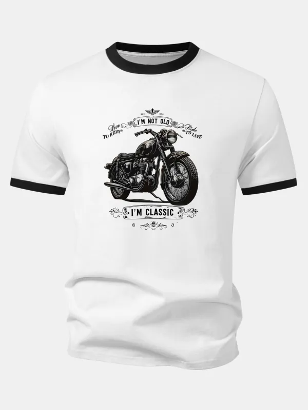 Vantage Motorcycle Print Contrast Ringer T-Shirt made by Hoooyi