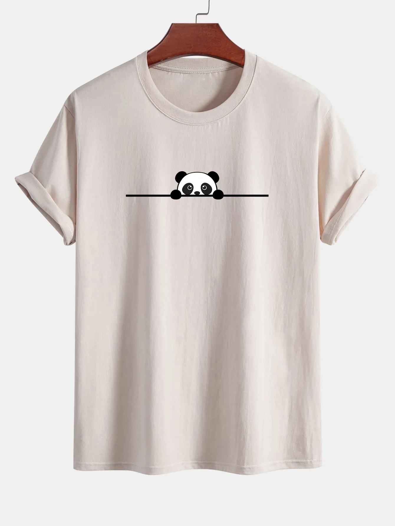 Regular Fit Peeking Panda Print Cotton T-Shirt sold by Hoooyi product image thumbnail 2