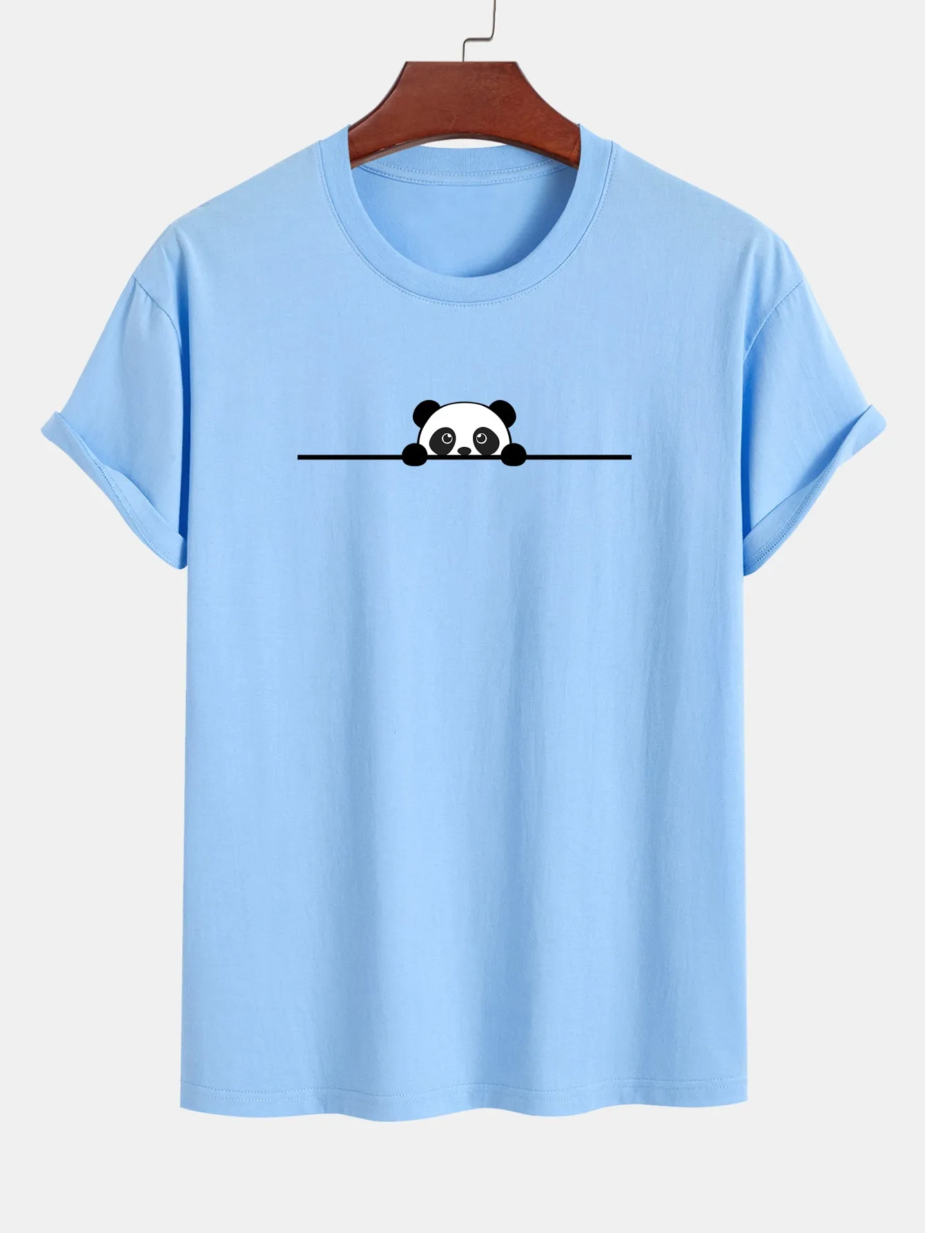 Regular Fit Peeking Panda Print Cotton T-Shirt sold by Hoooyi product image thumbnail 5