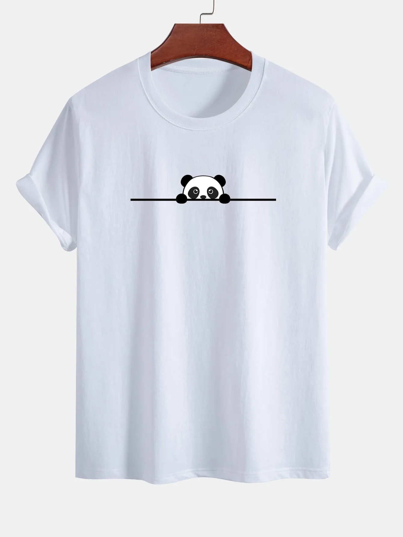 Regular Fit Peeking Panda Print Cotton T-Shirt sold by Hoooyi product image thumbnail 3