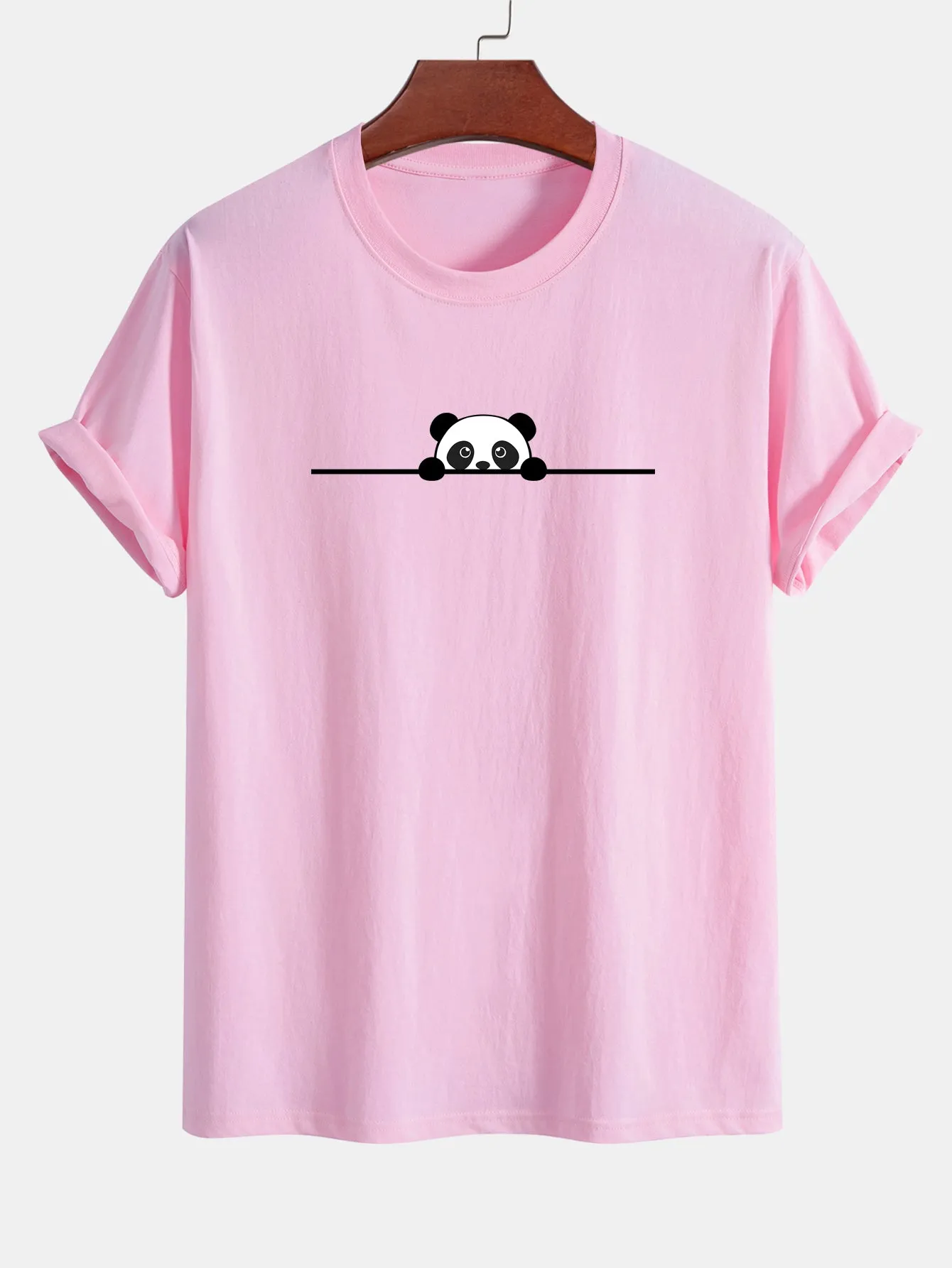 Regular Fit Peeking Panda Print Cotton T-Shirt sold by Hoooyi product image thumbnail 4