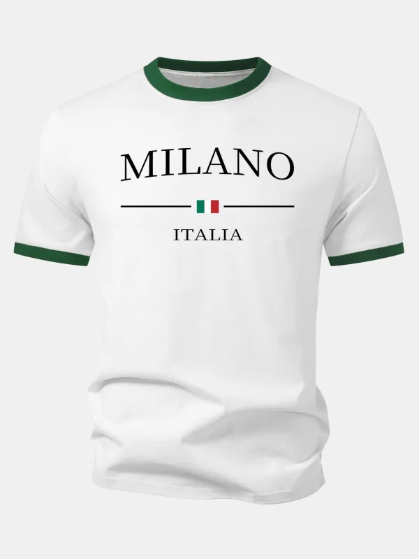 Milano Print Contrast Ringer T-Shirt made by Hoooyi
