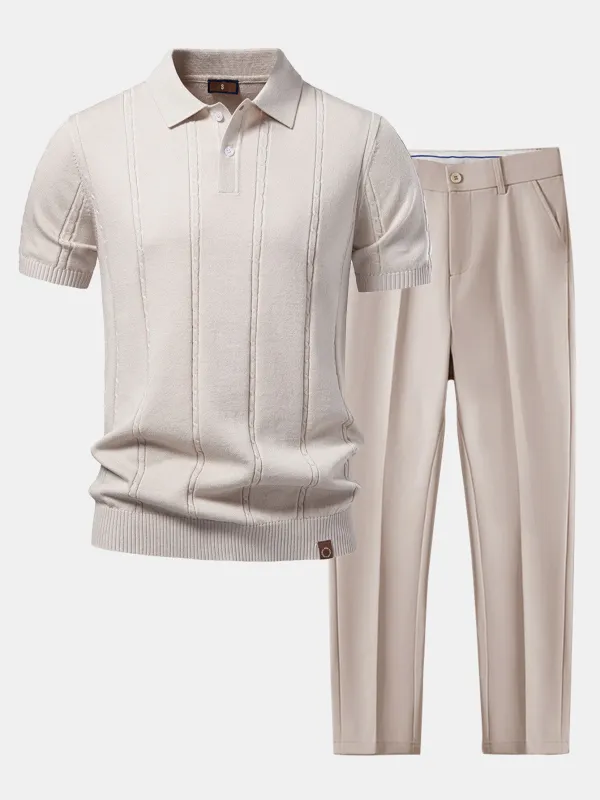 Twist Knit Polo & Slim Fit Tapered Trousers made by Armani Exchange