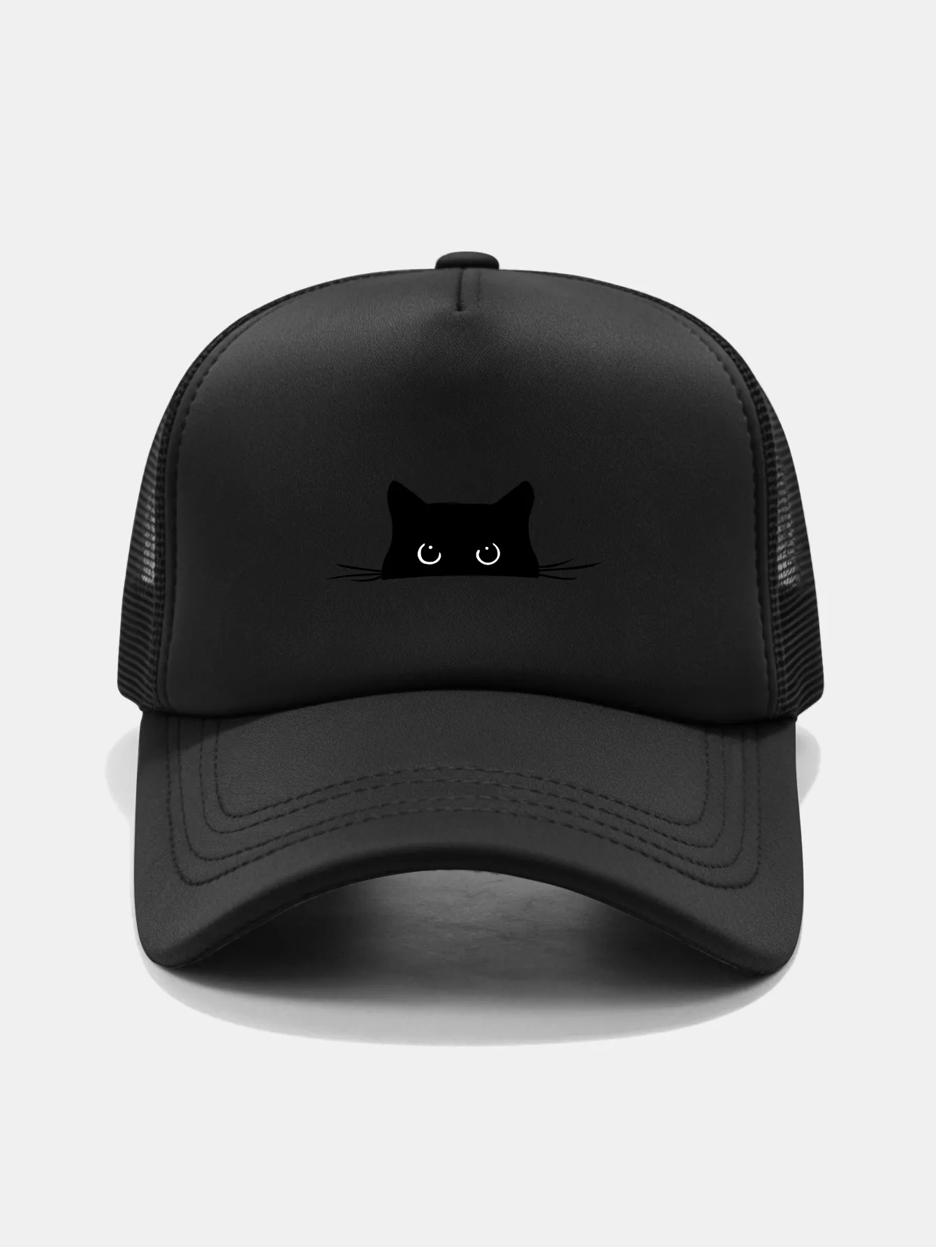 Black Cat Print Mesh Baseball Cap sold by Hoooyi product image thumbnail 3