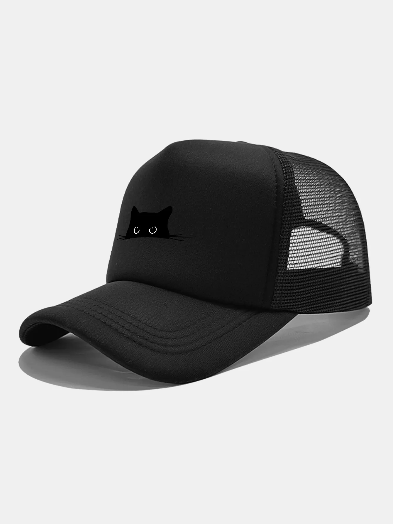 Black Cat Print Mesh Baseball Cap sold by Hoooyi product image thumbnail 4