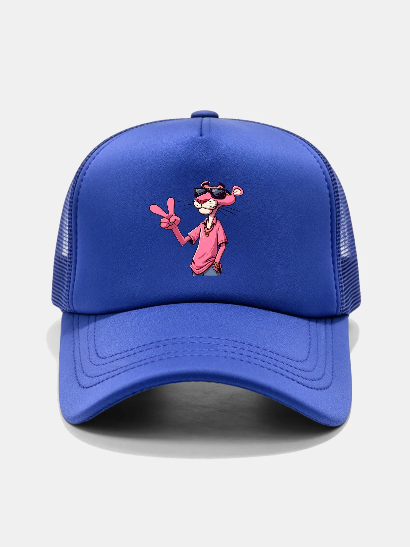 Pink Panther With V Sign Print Mesh Baseball Cap sold by Hoooyi product image thumbnail 3
