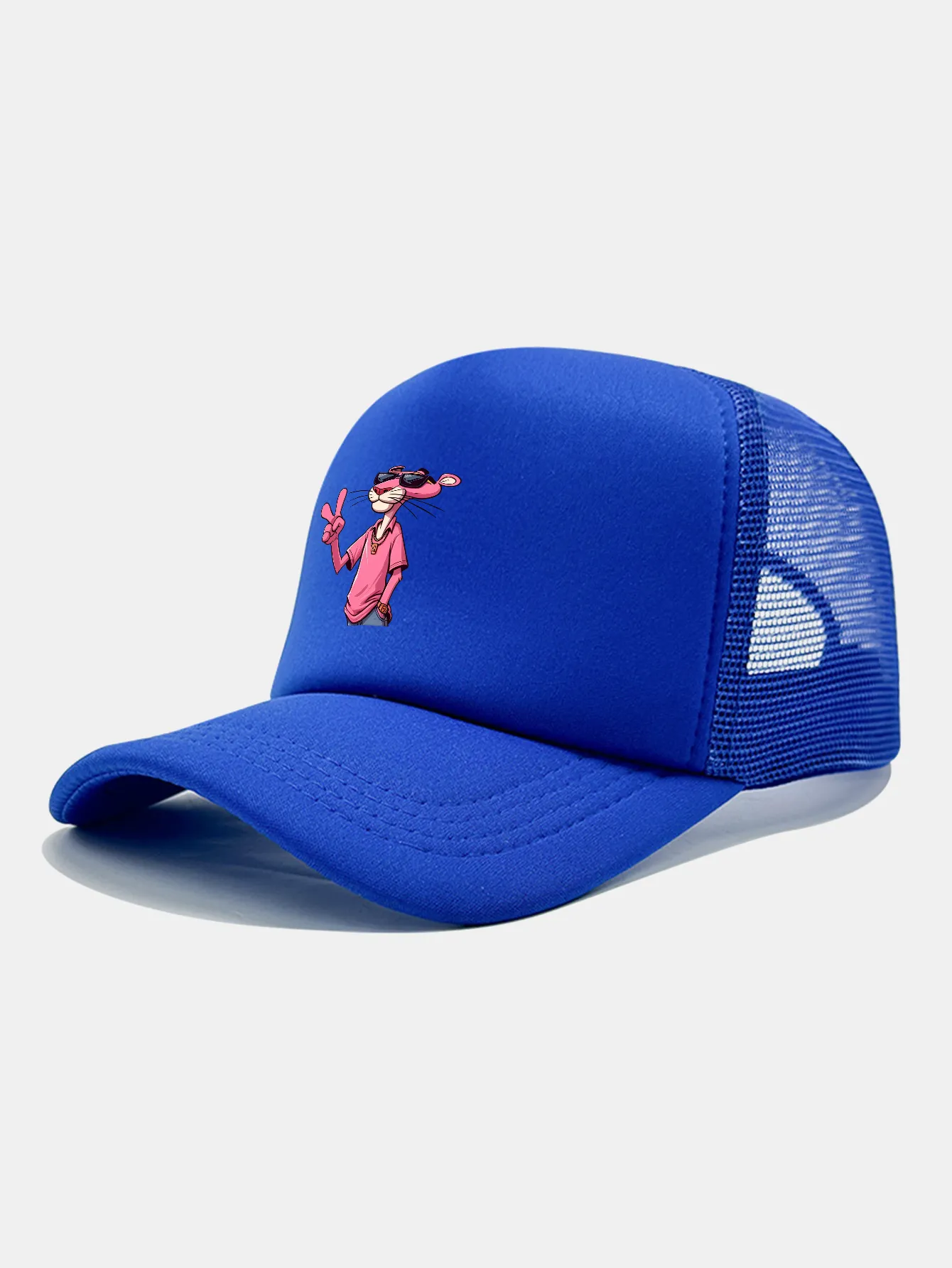 Pink Panther With V Sign Print Mesh Baseball Cap sold by Hoooyi product image thumbnail 4