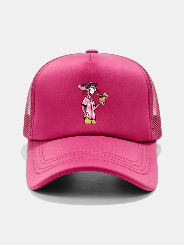 Vacation Pink Panther Print Mesh Baseball Cap made by Hoooyi