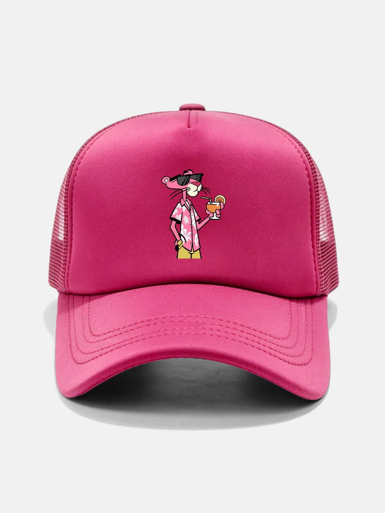 Vacation Pink Panther Print Mesh Baseball Cap sold by Hoooyi