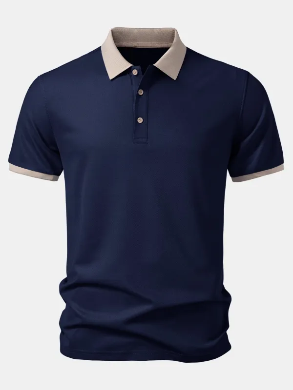 Contrast Collar Polo made by Hoooyi