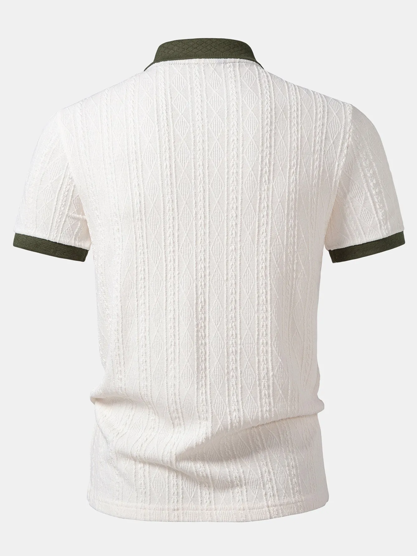 Contrast Collar Geometric Jacquard Knit Polo sold by Hoooyi product image thumbnail 2