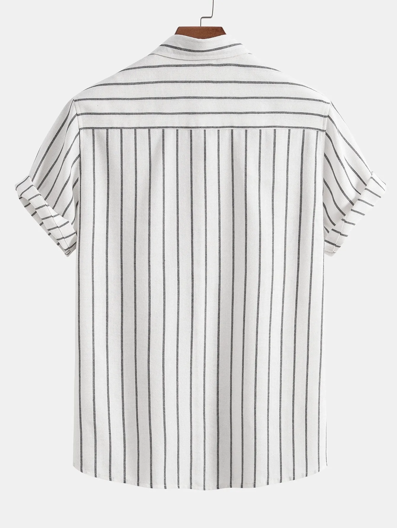 Cotton Blend Striped Button Up Shirt & Crinkle Textured Straight Leg Pants sold by Hoooyi product image thumbnail 4