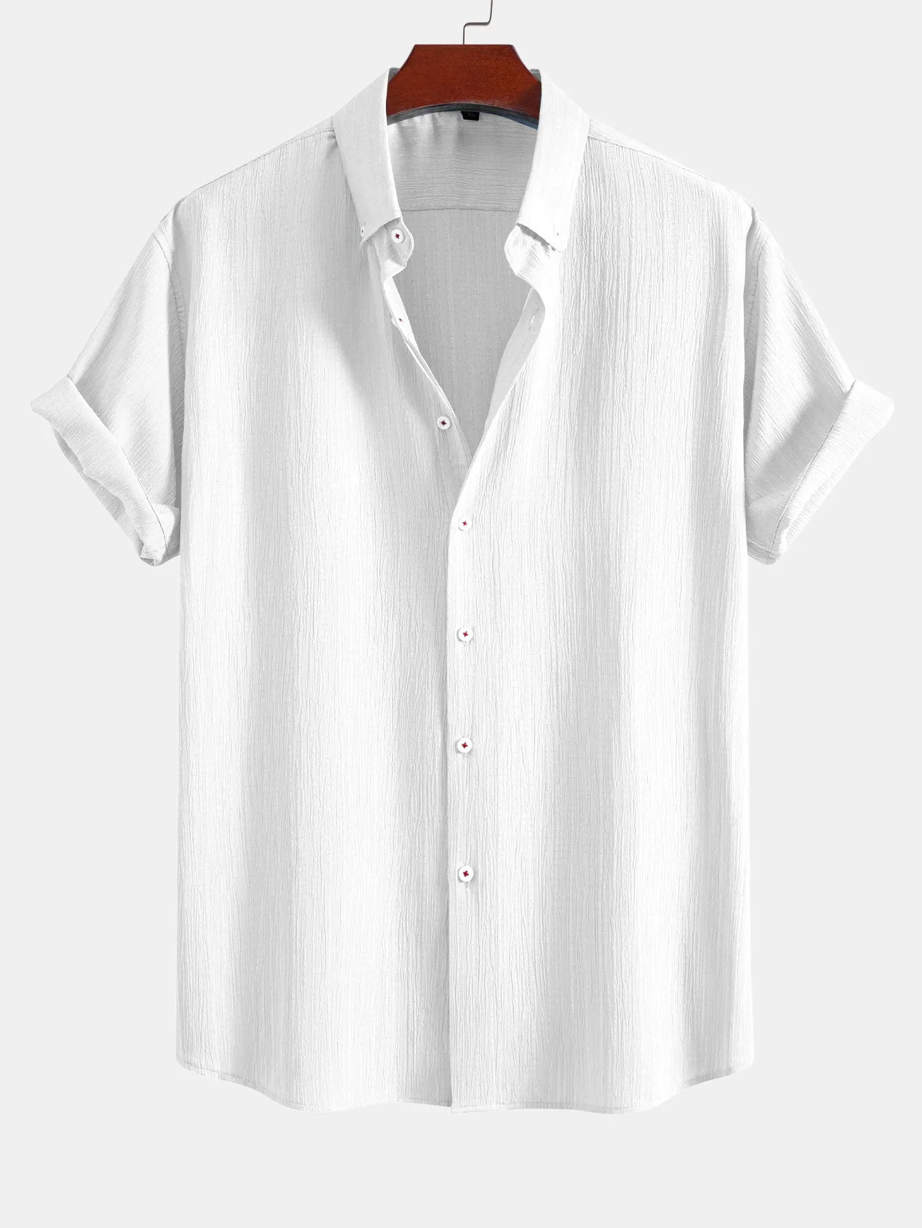Crinkled Textured Button Down Shirt sold by Hoooyi product image thumbnail 3
