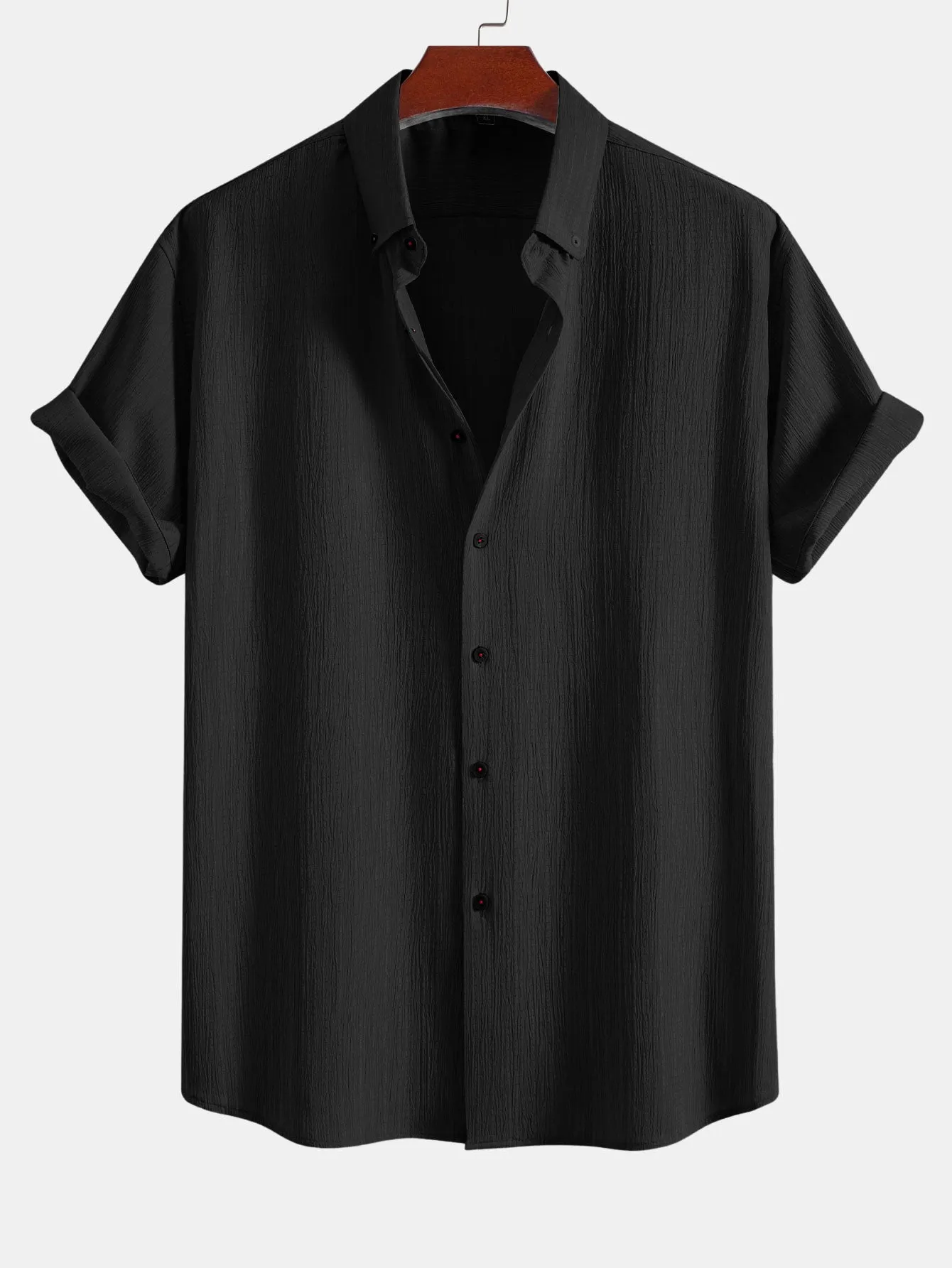 Crinkled Textured Button Down Shirt sold by Hoooyi product image thumbnail 5