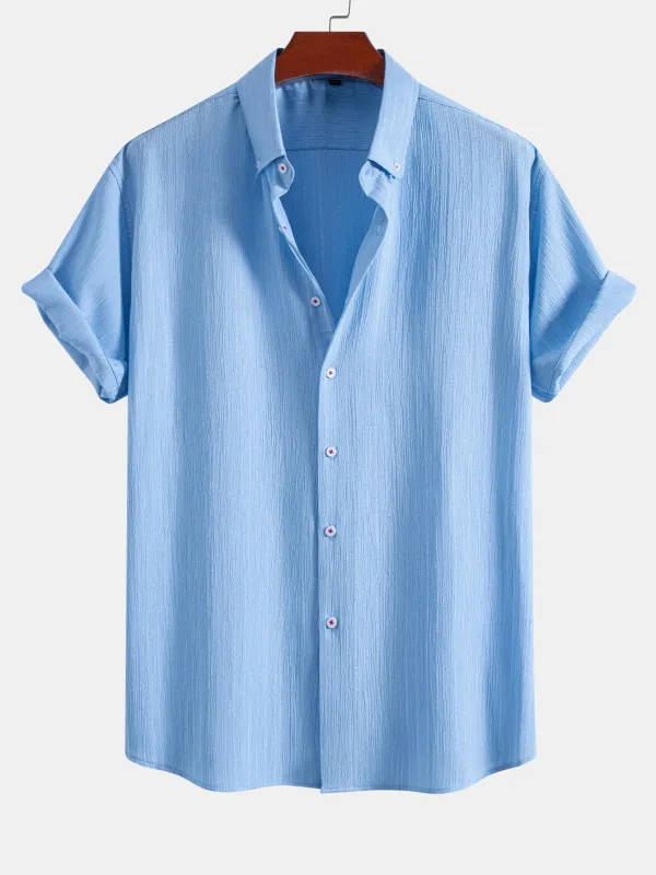 Crinkled Textured Button Down Shirt made by Hoooyi
